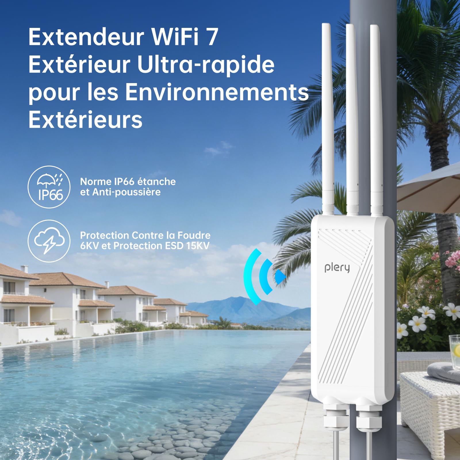 BE3600 Repeteur WiFi 7 Exterieur Point d'accès Extérieur avec POE | Double Bande 5GHz/2.4GHz Gigabit Port Répéteur WiFi Puissant Amplificateur Extérieur 3 * 5dBi Antenne WiFi Longue Portée WPA3