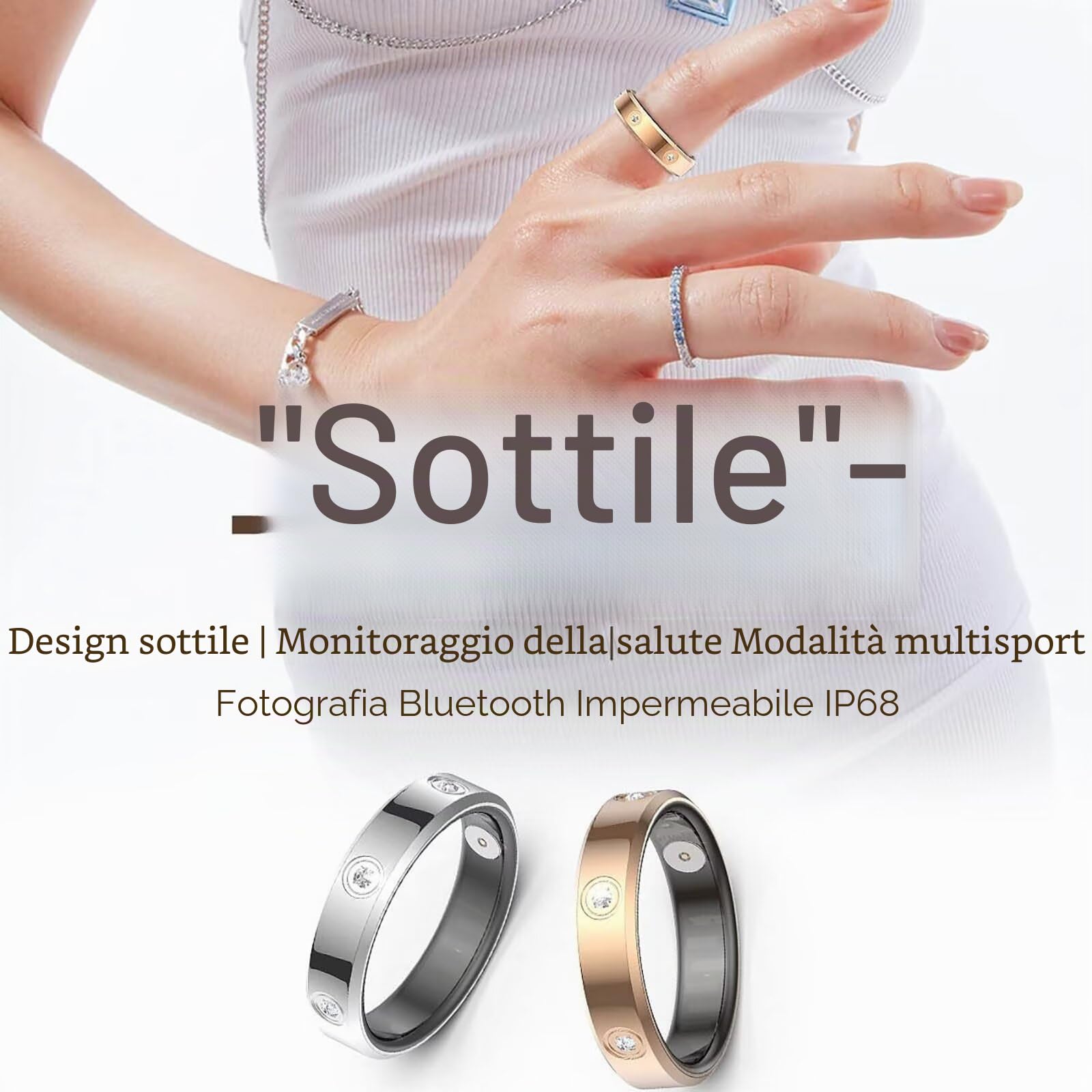 Smart Ring Pressione Sanguigna, Anello Smart per La Salute con Frequenza Cardiaca, Ossigeno nel Sangue, Monitoraggio del Sonno Fitness Tracker per iPhone E Android