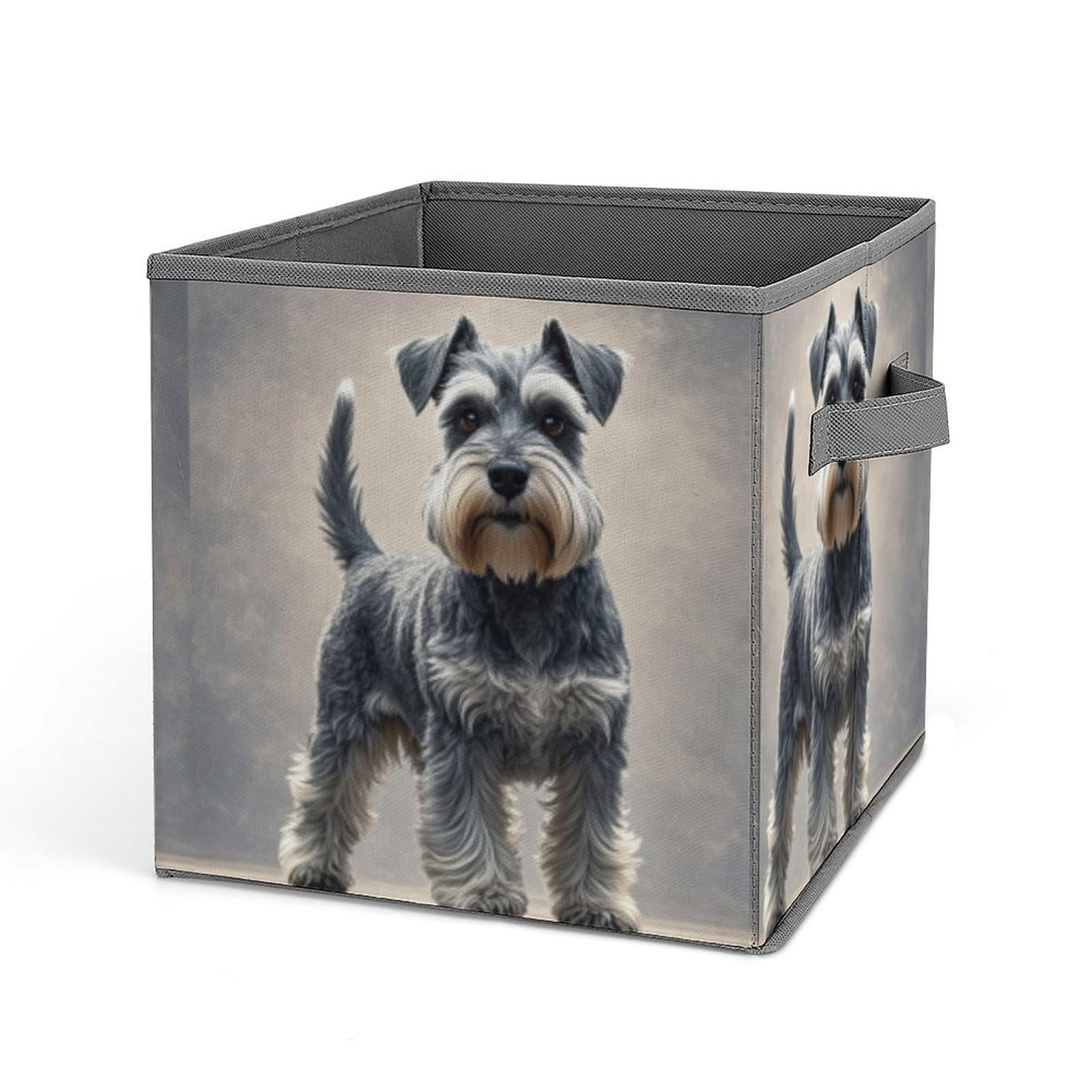BTCOWZRV Schnauzer Cube Storage Bins - 11 Inch Heavy Duty Fabric Closet Bins for Shelves, Cube Organizer - Collapsible Storage Boxes with Handle Decorative Clothing Storage Baskets