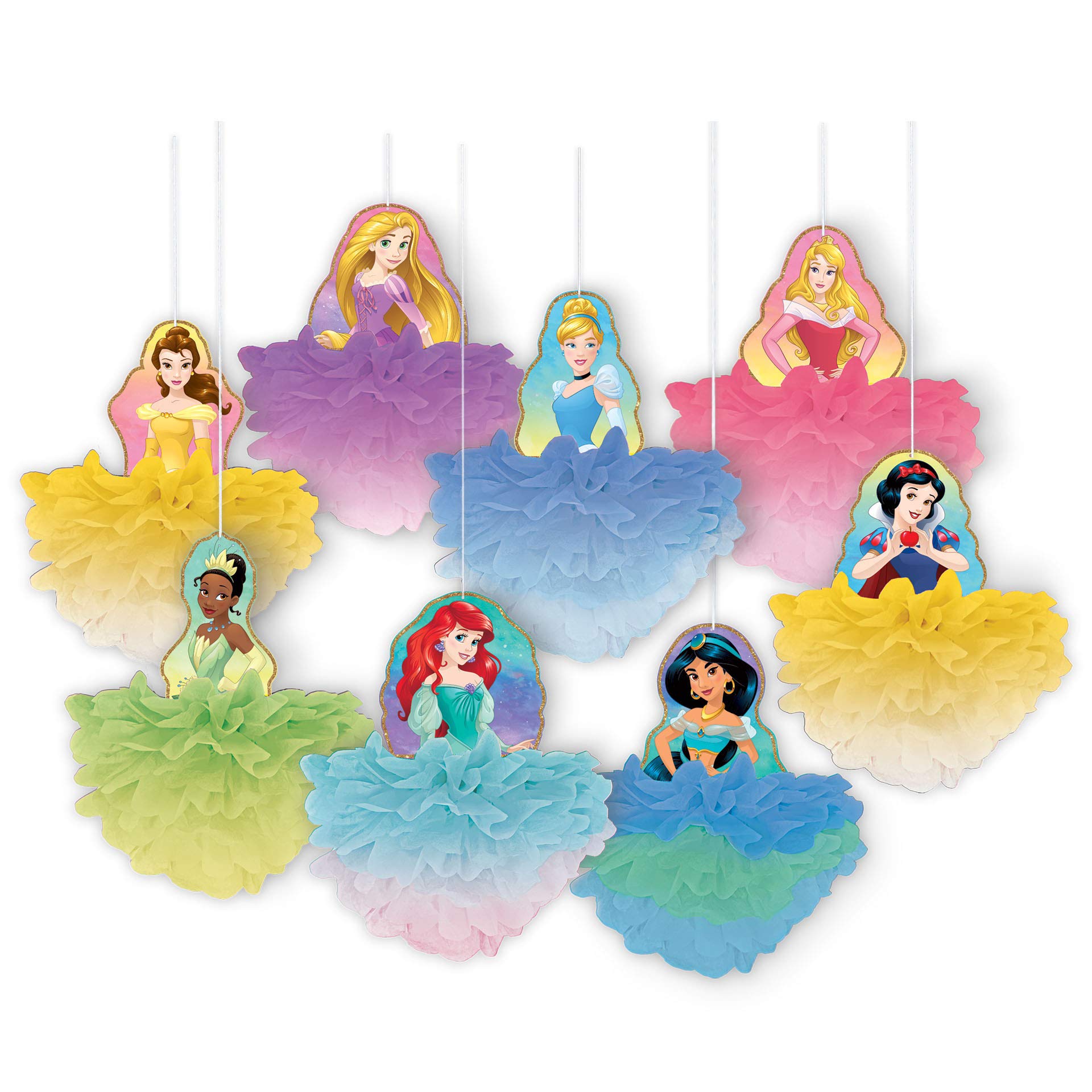 Disney Princess Multicolor Deluxe Fluffy Party Decorations, 8 Ct.