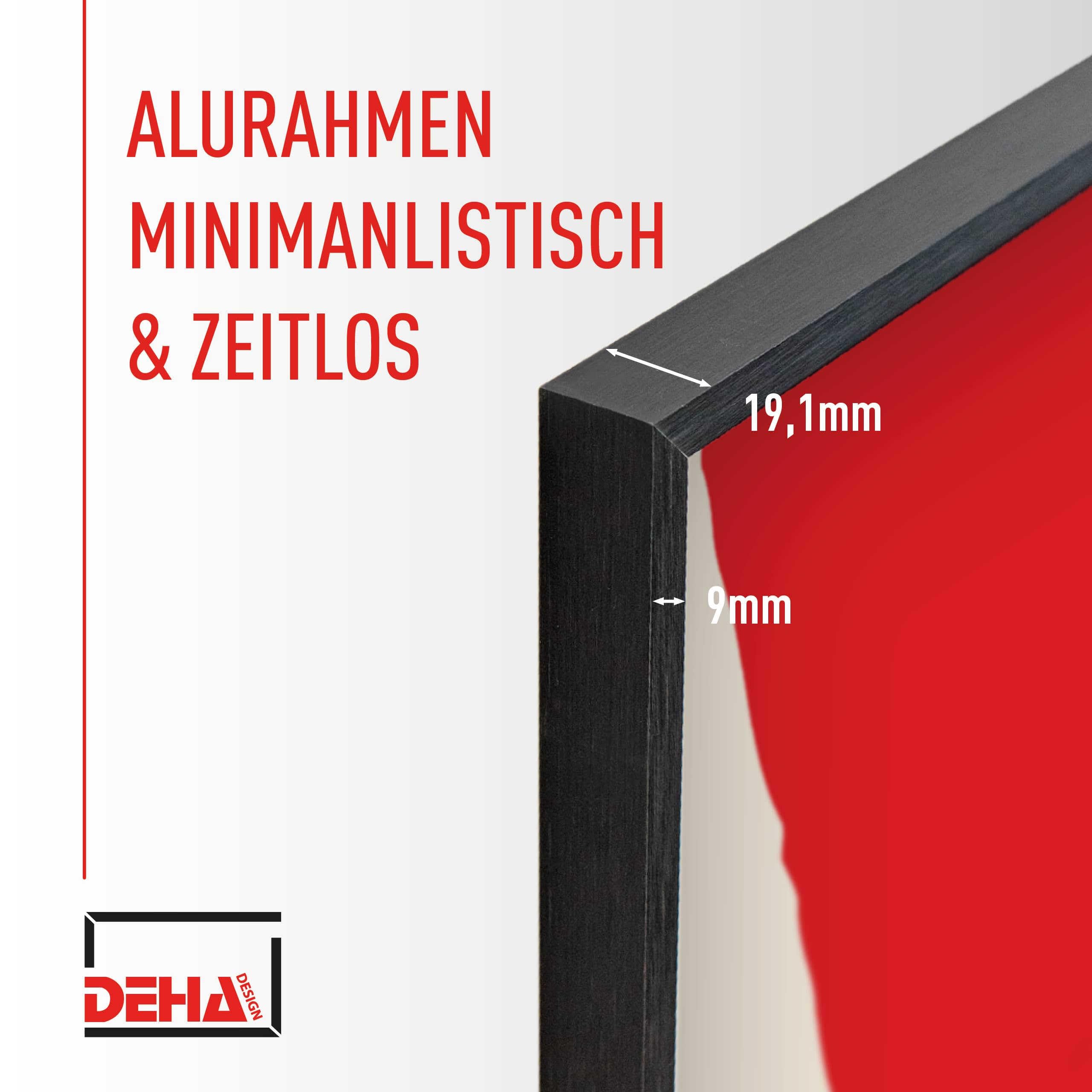 DEHA Design Bilderrahmen, 42 x 59,4 cm (A2), Aluminium, Schwarz matt, Posterrahmen zum Aufhängen im Hoch- & Querformat, bruchsicheres Kunstglas, Tribeca