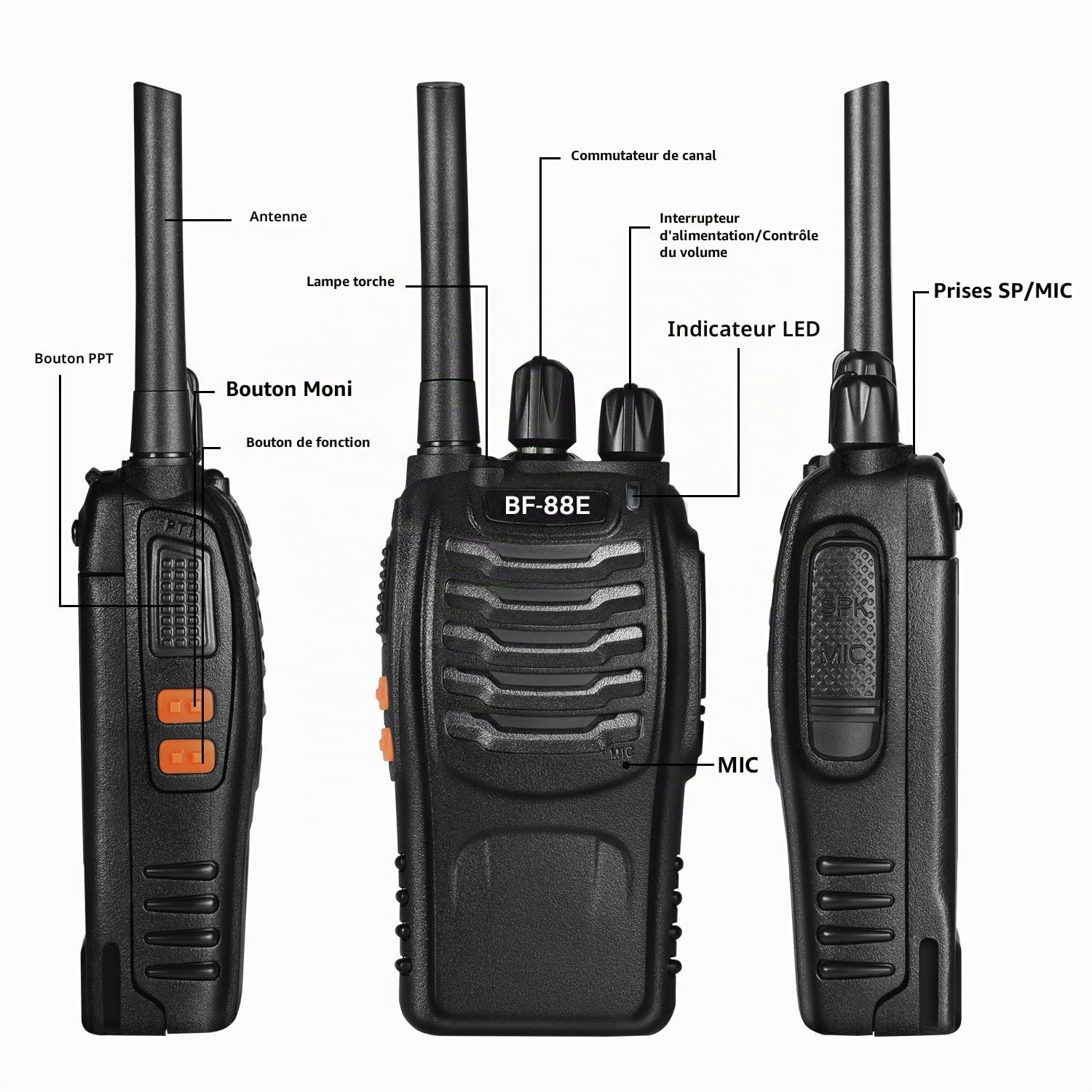 Nestling 2pcs Talkie Walkie,88E Longue Distance 16 Canaux Deux Voies Radio - FM Émetteur-récepteur de Poche avec LED Lumière Écouteur et Écouteurs Originaux