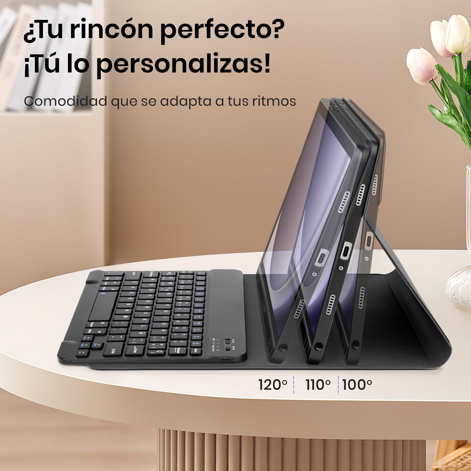 Funda con Teclado para Samsung Galaxy Tab A9+/A11+ 11 Pulgadas 2023/2025, [Español] Teclado Tablet Galaxy A11+ Funda Protectora, Desmontable Portalápices Teclado para Tablet Samsung A11 Plus (Negro)