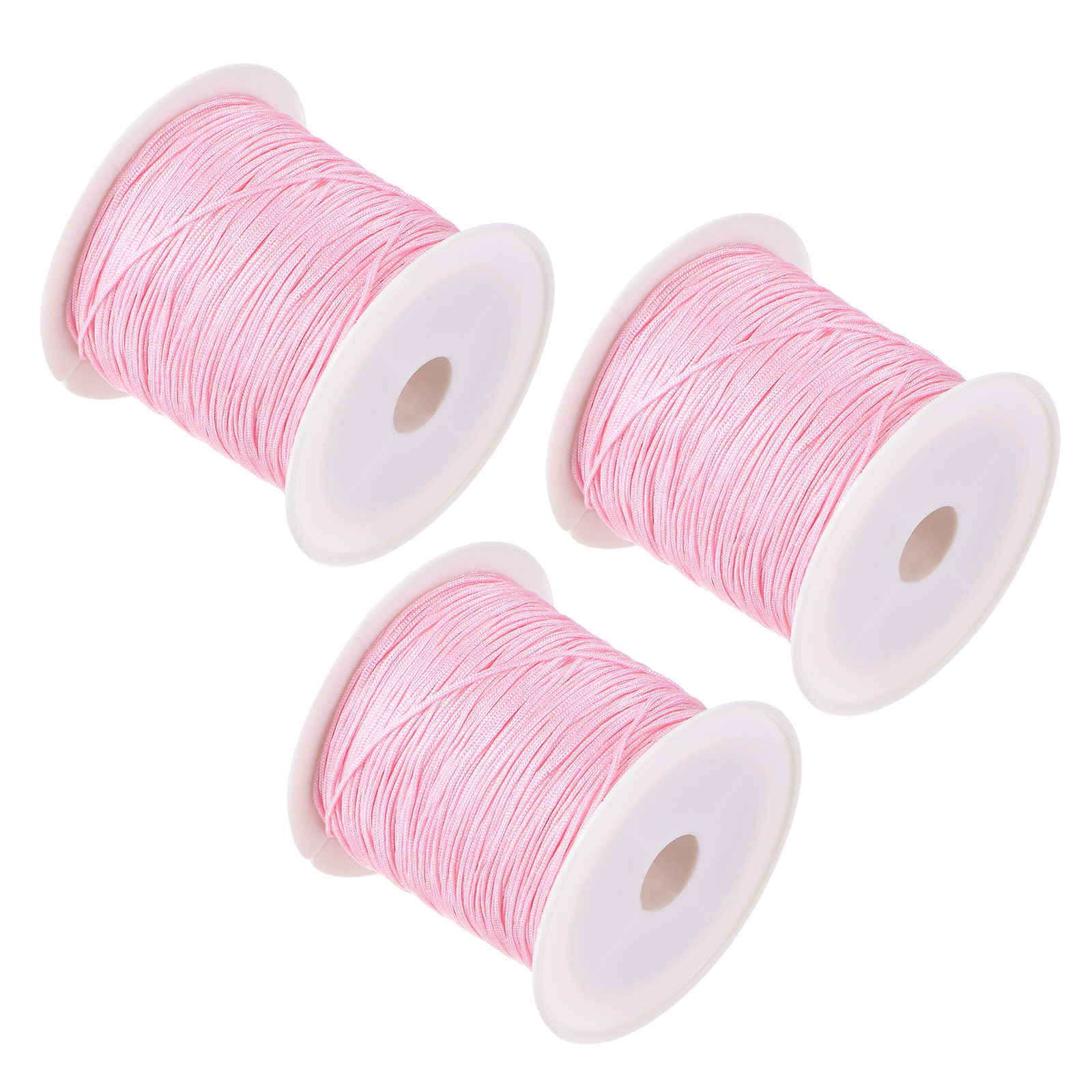 CoCud Nylon Knotting Cord, 0.6mm Dia 50 Yards 45m Length, Nylon Soft Smooth Beading Thread Light Pink - (Applications: for DIY Craft Red), 3-Pieces