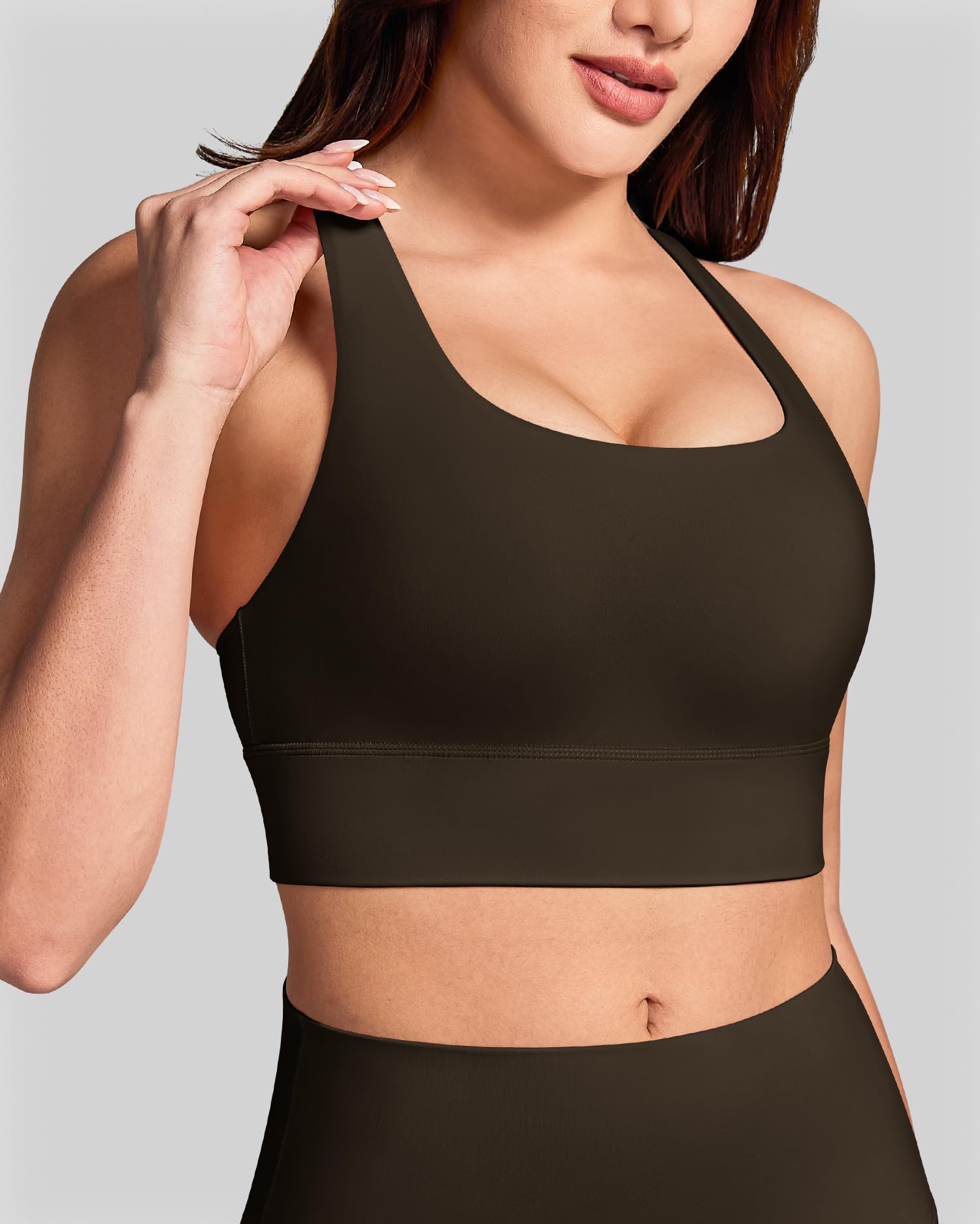 Queenie Ke BareLuxe Sports Bras for Women Padded Medium Support for Yoga Cross Back Strappy Square Neck Workout Tops — view 3