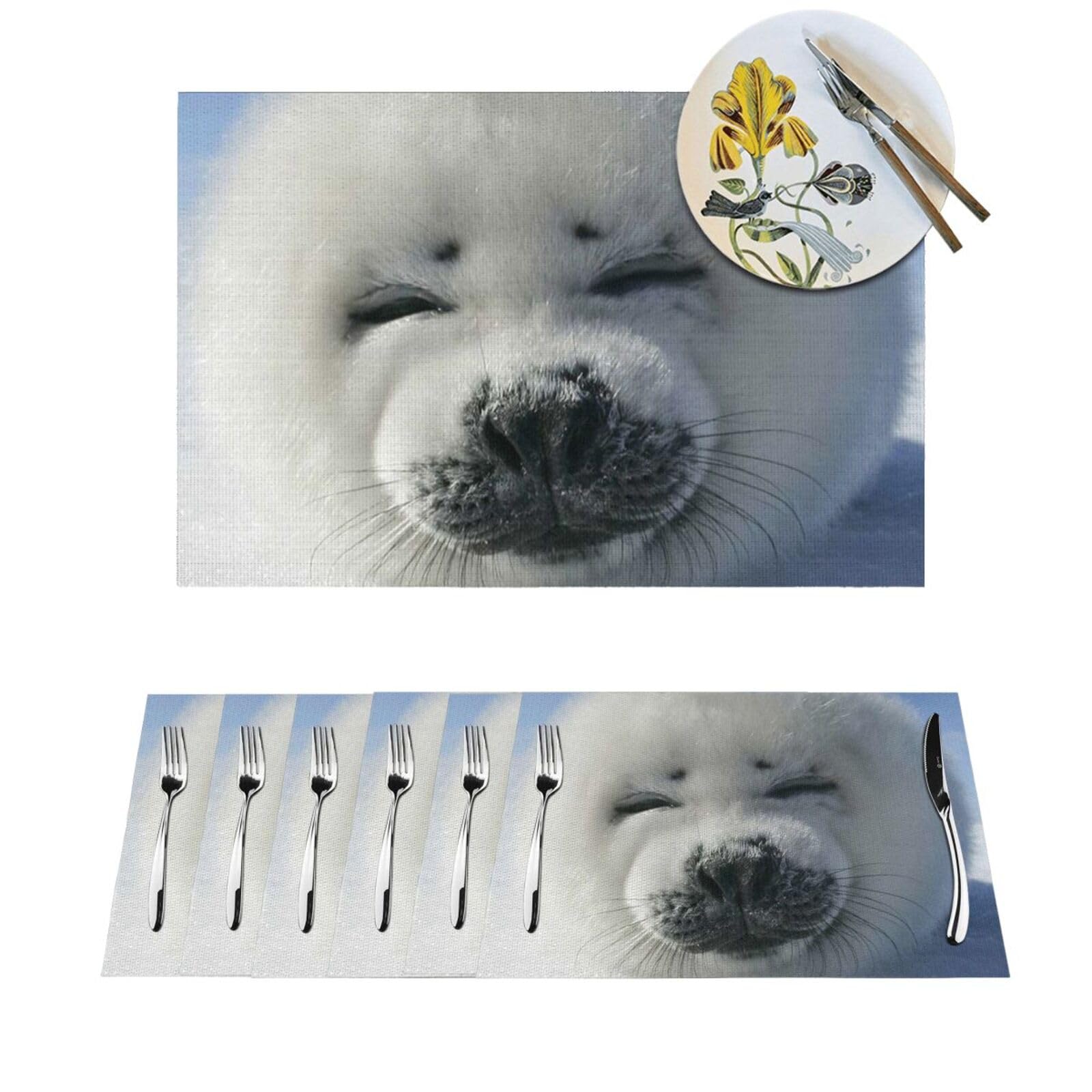 Sets de table tissés ours polaire : finis les taches et les plats chauds