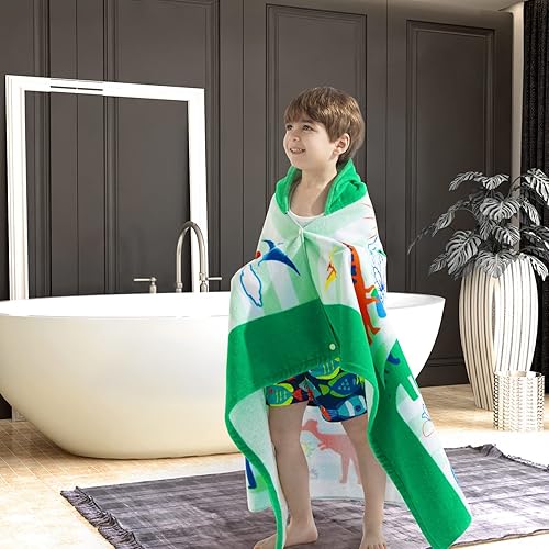 Miniatura 10 de VOOVA &amp; MOVAS - Toalla de playa de baño con capucha, para bebés, niños y niñas de 3 a 12 años, tamaño extra grande, 50 x 30 pulgadas, algodón