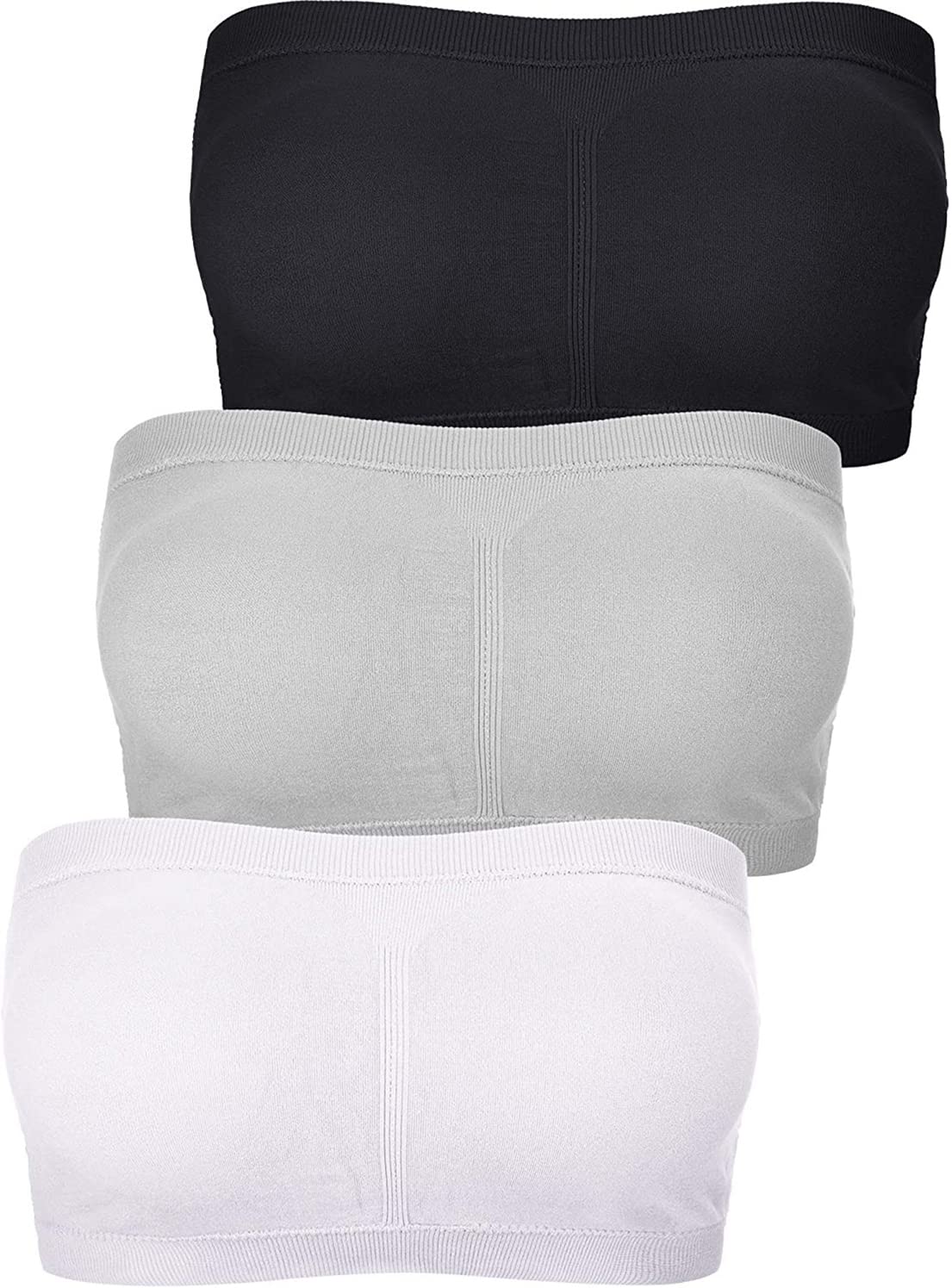 Women Bandeau Bra Padded Strapless Brarette Soft Bra Seamless Stretchy Bandeau Tube Top Bras