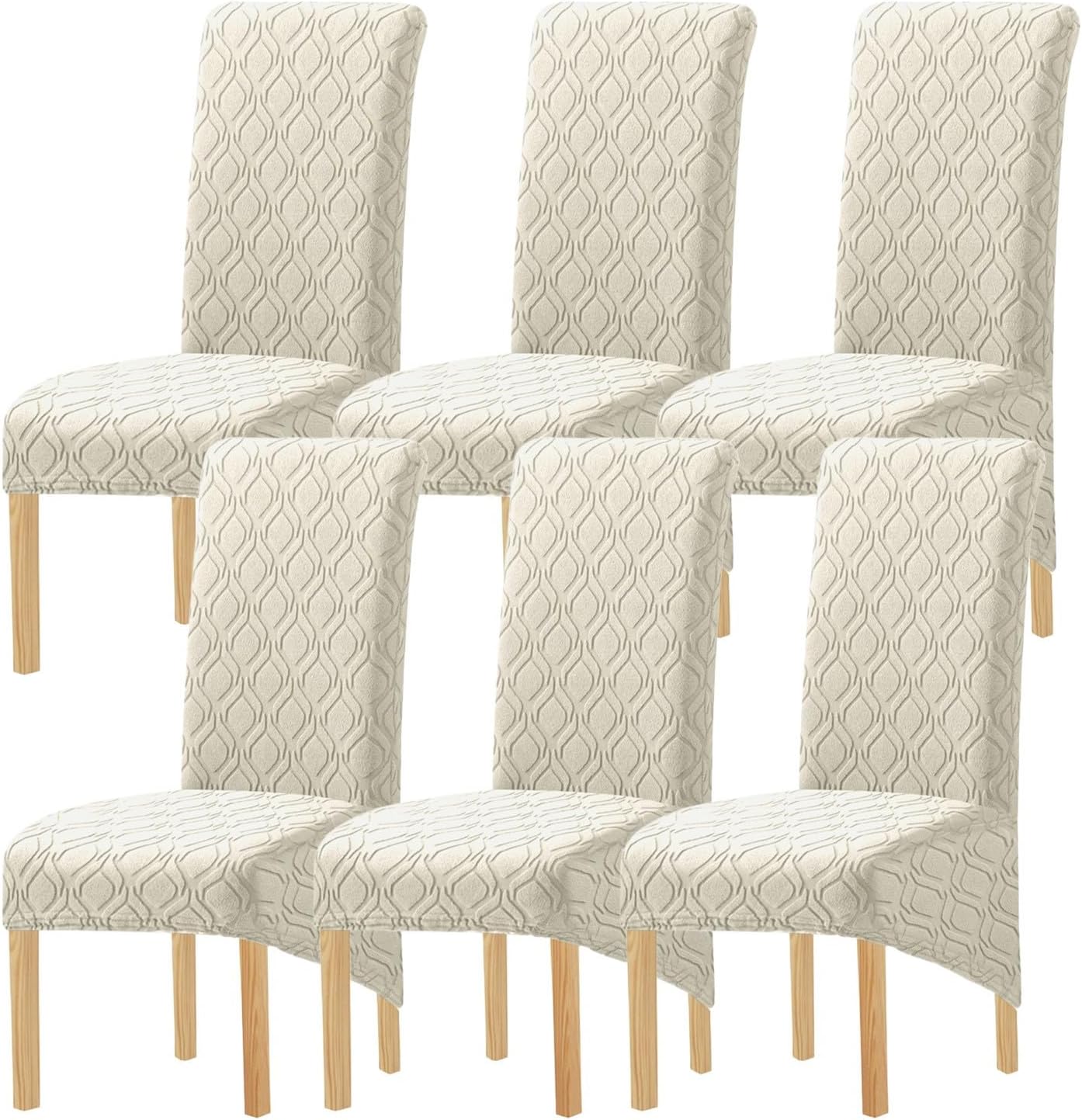 High Back Chair Covers for Dining Room Stretch XL/Oversized Dining Chairs Slipcover for Home Restaurant Banquet(Pea Green, 6Pcs)