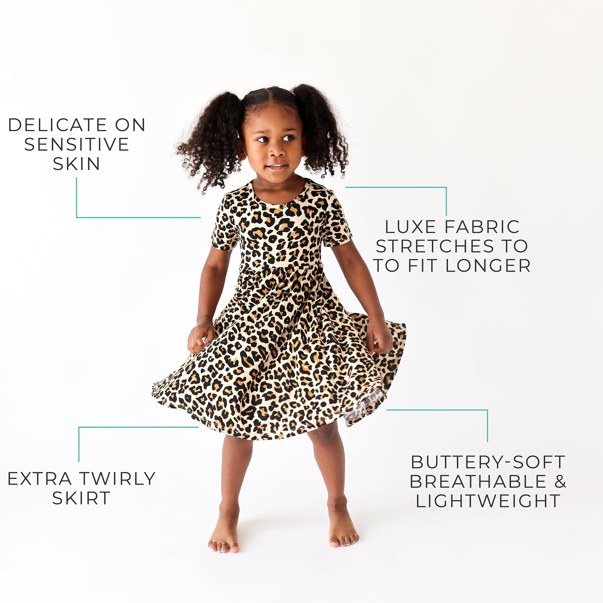 Posh Peanut Little Girls Dresses - Ruffled Toddler Twirl Dress & Summer Clothes for Girls Made with Viscose from Bamboo