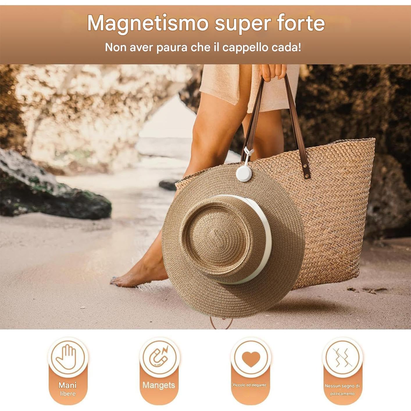 Generico Fermaglio Per Cappello Da Viaggio - Clip Magnetico Per Borsetta Cappello E Borsa | Accessori Moda In Silicone Donna Per Escursionismo Sport All'Aperto Golf Campeggio Spiaggia