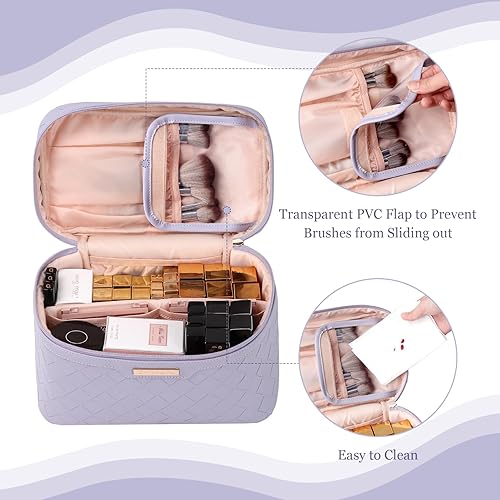 Miniatura 5 de Dajasan Bolsa de maquillaje, bolsa de cosméticos de viaje para niñas y mujeres, estuche organizador de maquillaje de gran capacidad, bolsa de aseo