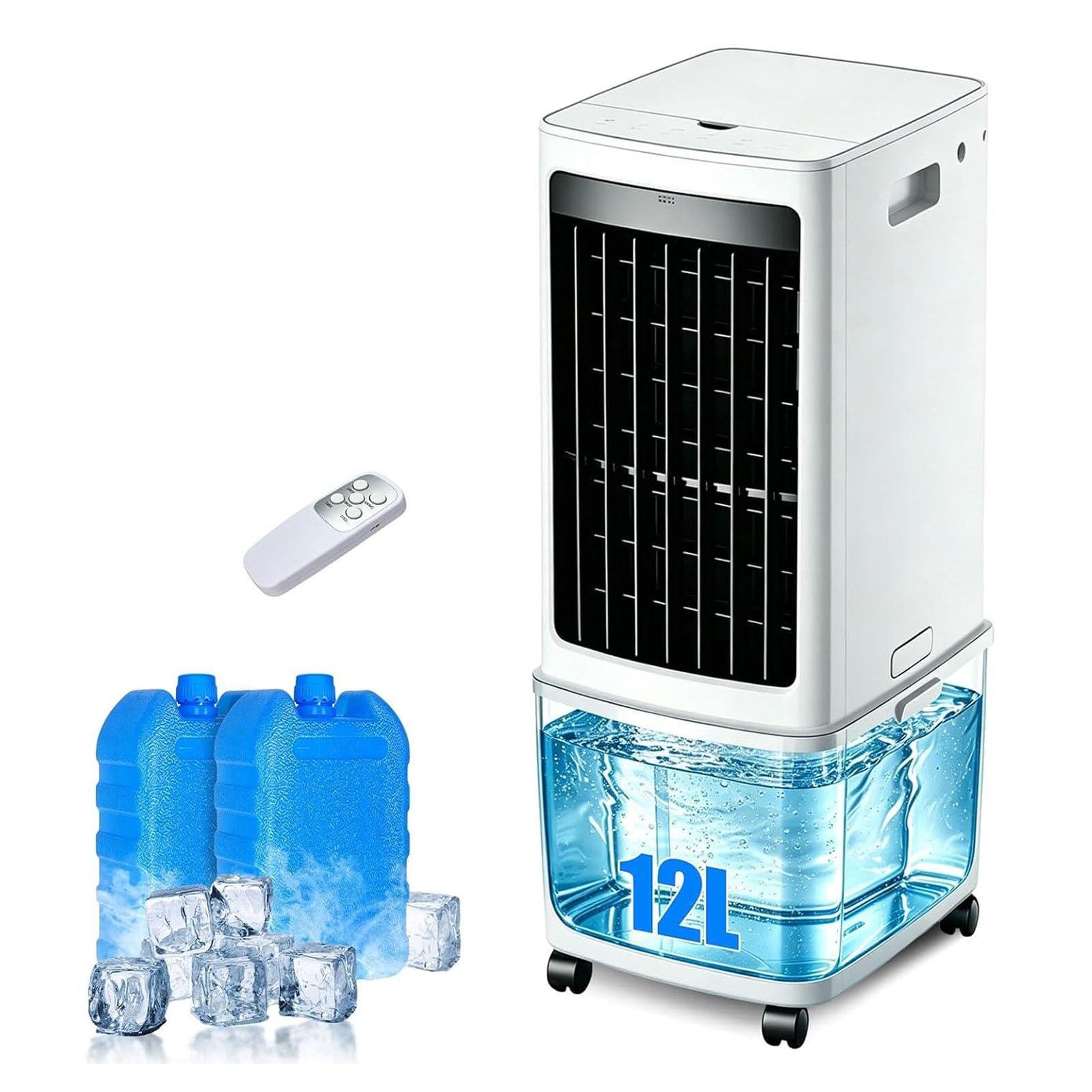 MESCXTY Evaporative Air Cooler with 30Large Tank,3 Speeds & 3 Wind Modes, 120° Oscillation,7.5H Timer,Remote Control,LED Display, Mist Humidifier Function for Home Office Bedroom white