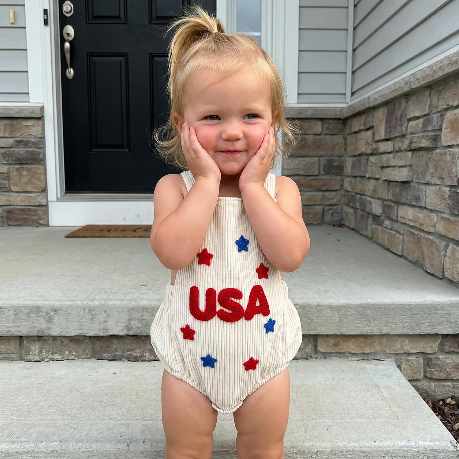 My First 4th of July Baby Boy Girl Outfit Newborn Embroider USA Romper Corduroy Overall Infant Clothes Outfits