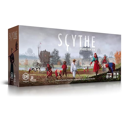 Stonemaier Games: Scythe: Invaders from Afar Expansion | Add 2 New Factions to Scythe (Base Game) | Increase Scythe Player Count to 7 | 1-7 Players, 140 Mins, Ages 14+