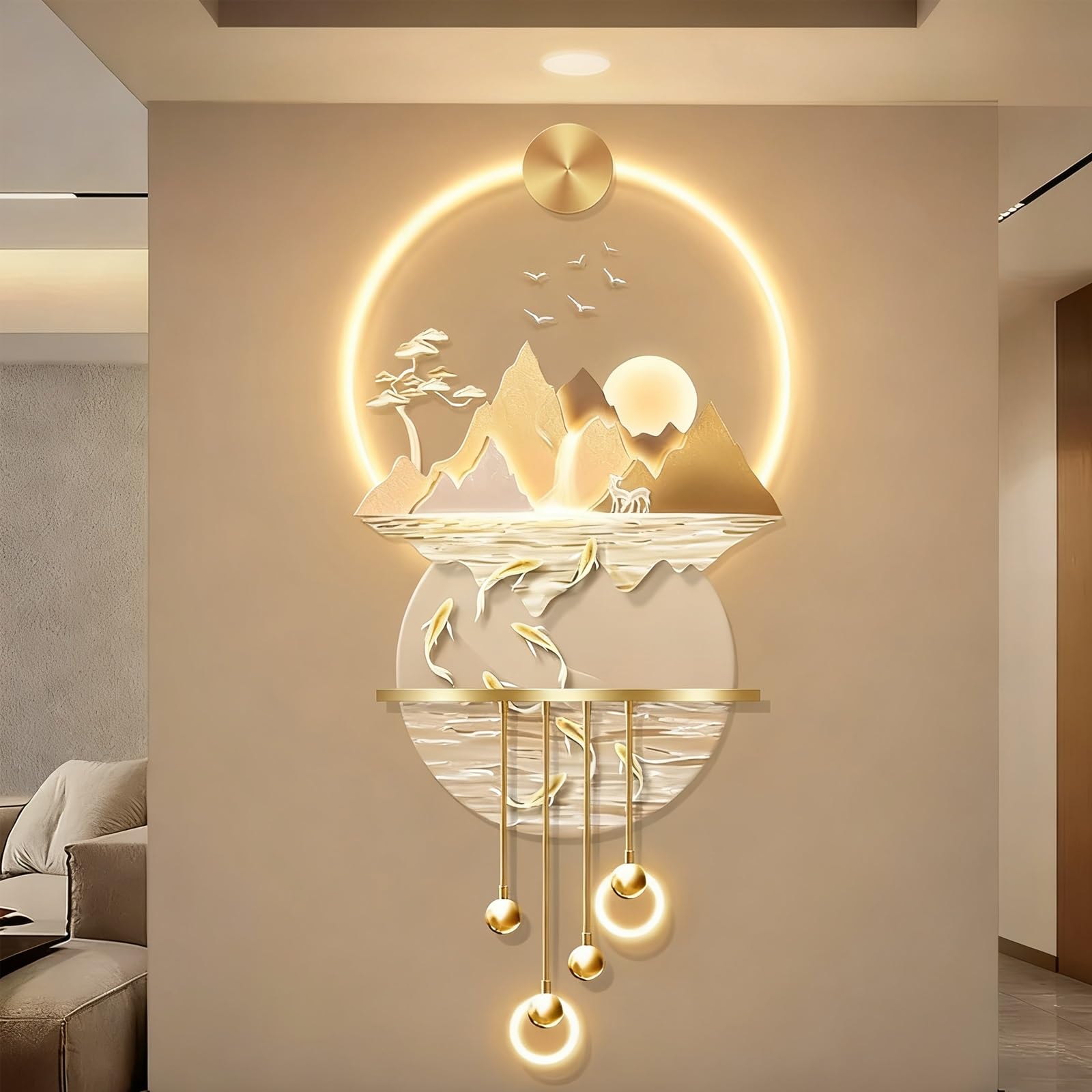 Création LED 3D en volume, scène « pendentif sphérique » pour la chambre