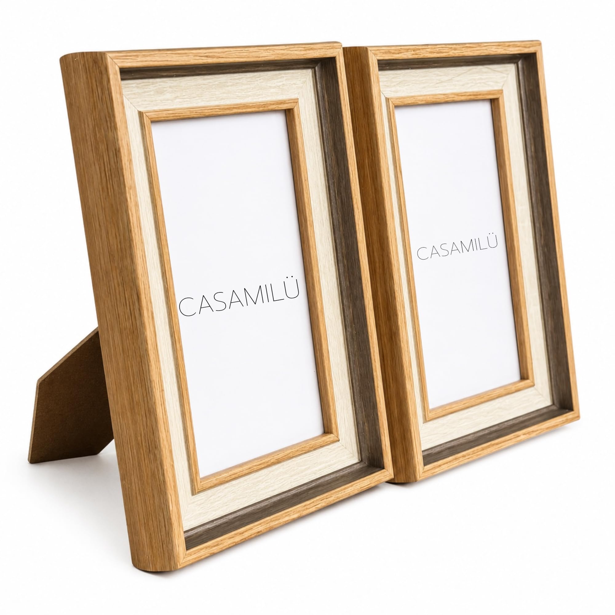 Kit 2 Porta Retrato Madeira 13x18 cm Borda Dupla CASAMILU Windsor Elite | Tamanho Méidio