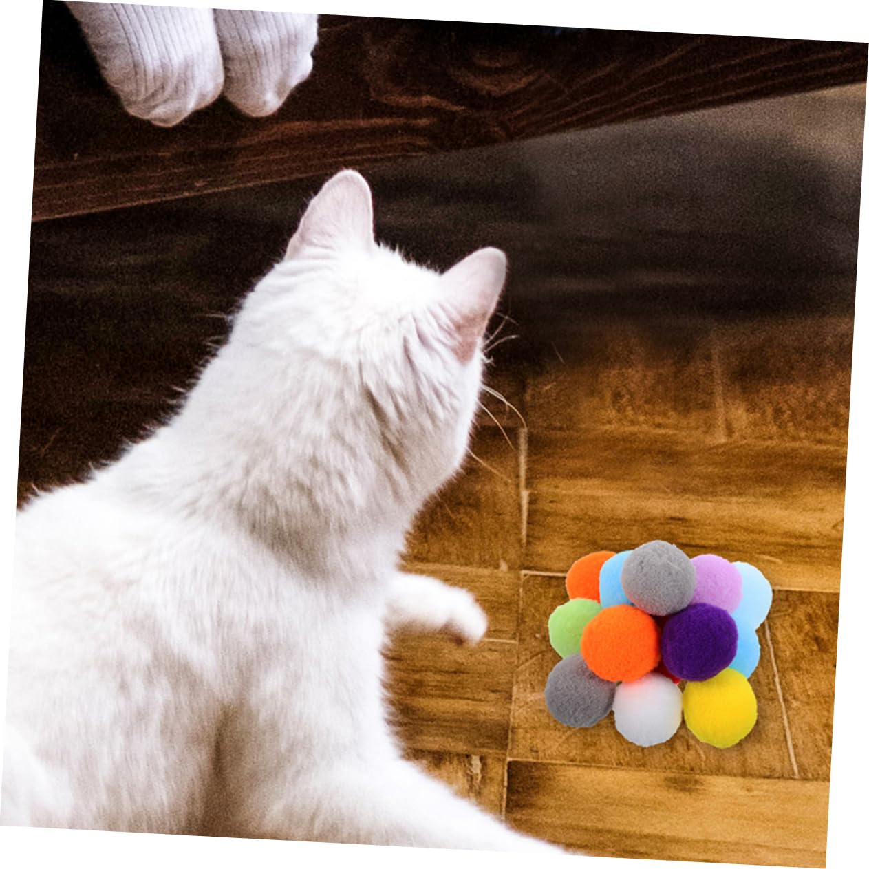 Kisangel 400 Piezas Pelota de Juguete para Gatos Gato de Peluche de Juguete Gato masticando Bolas Juguetes para Mascotas de Juguete para Gatos de Interior Bolas de Peluche Felpa