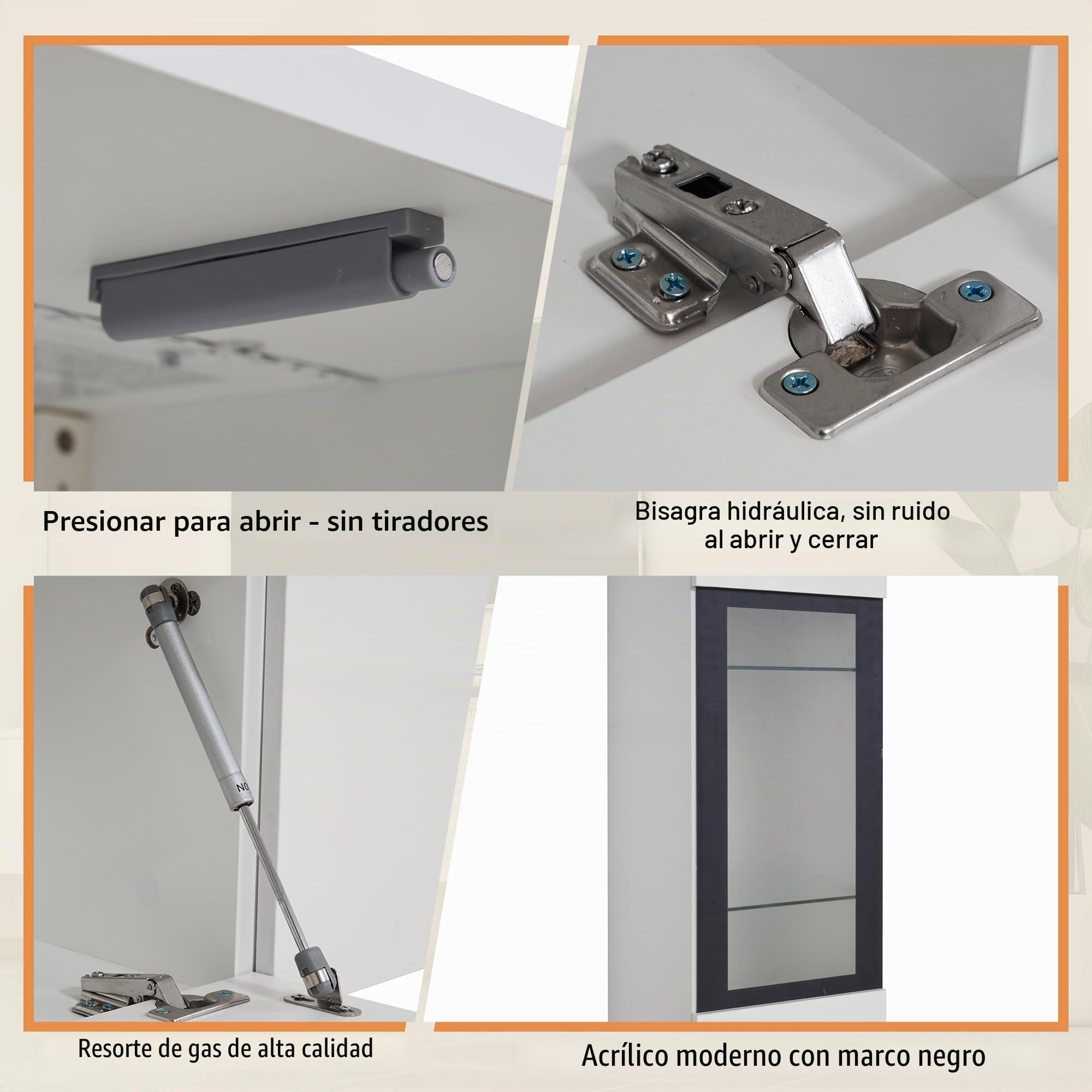 Juego de 3 muebles de salón para TV, iluminación LED, color blanco brillante, mueble de salón, pared frontal, color blanco, 1 armario para TV, 1 vitrina de salón, 1 estante colgante (A)