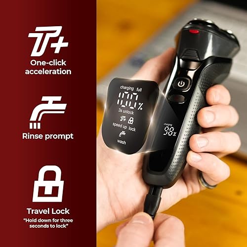 Miniatura 4 de Potente afeitadora eléctrica 3 en 1 para hombres una herramienta de aseo impermeable IPX7 con carga turbo para cara, barba y nariz