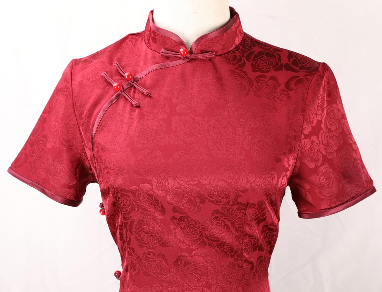 Vestidos chinos para mujer, cuello mandarín cheongsam, corte ajustado, manga corta, estampado floral, sexy, abertura lateral, Qipao