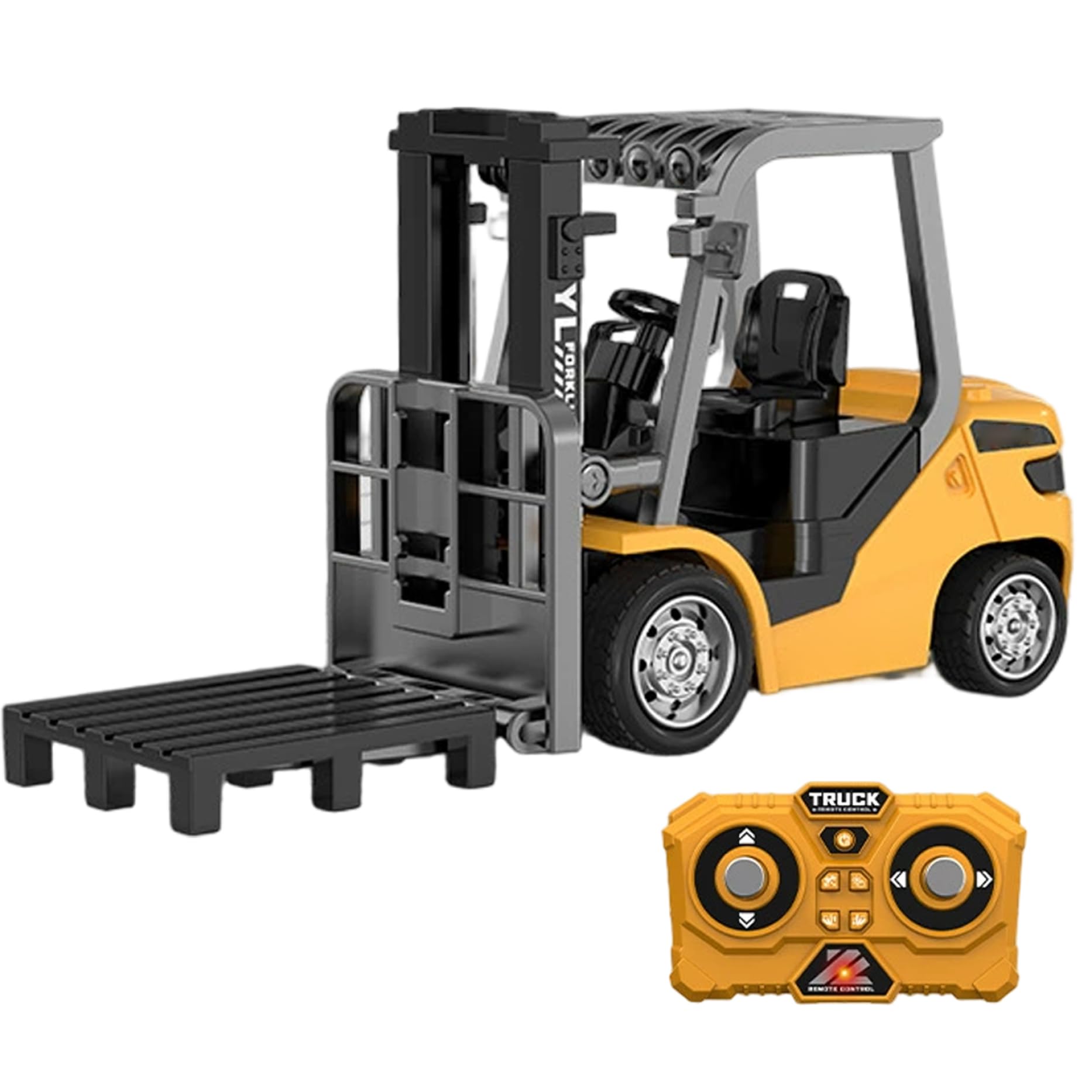 Carretilla Elevadora de Juguete Rc Carretilla Elevadora Mini Mini Control Remoto Control Remoto de 3 Velocidades con Luces y Sonidos 1:64 Carga USB Vehículos de Construcción Rc para Niños Niñas.