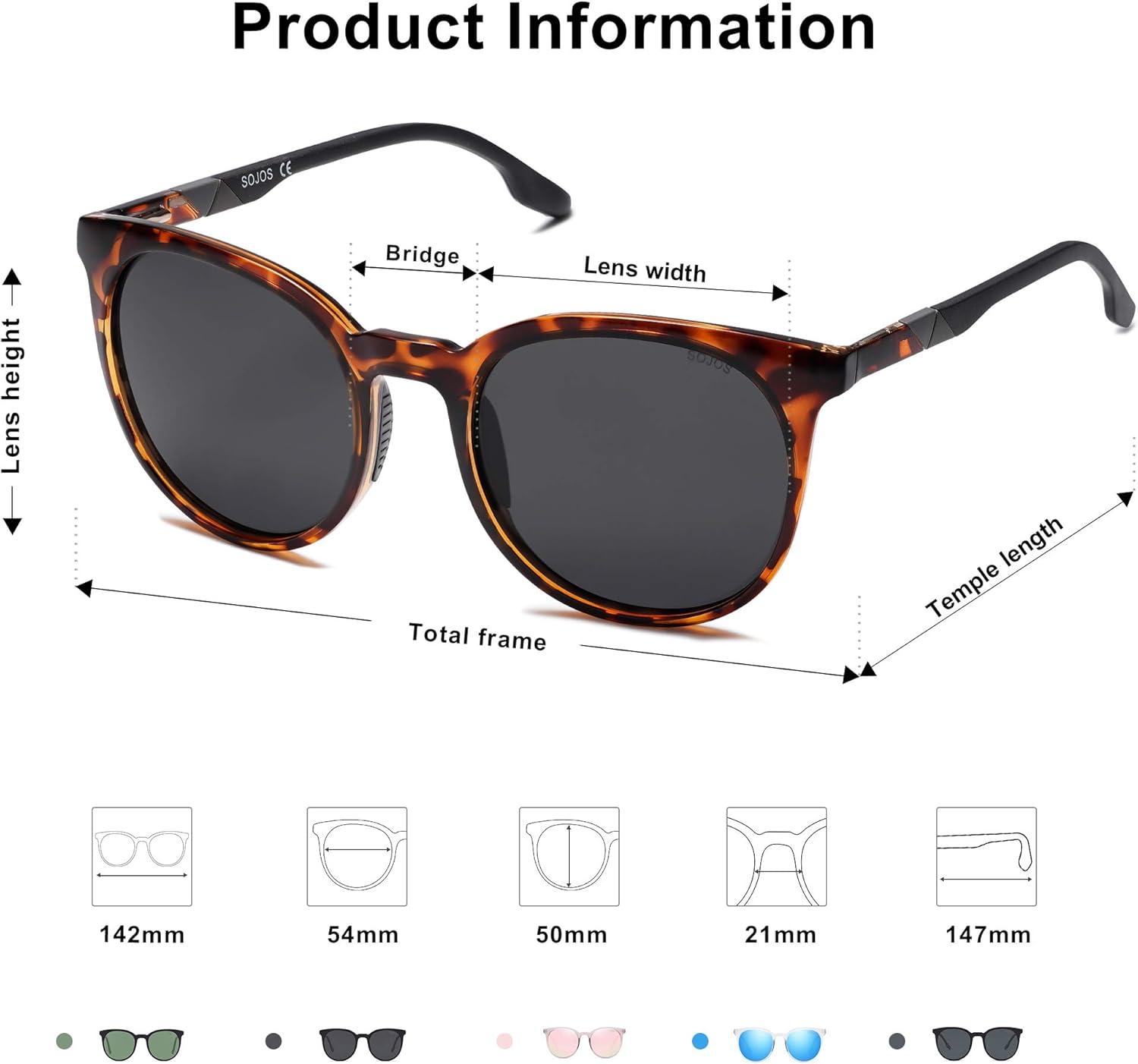 SOJOS Oversized Round Polarized Sports Sunglasses for Women Men, Ultralight TR90 Womens Mens Sport Sunglasses SJ2092 - Image 4
