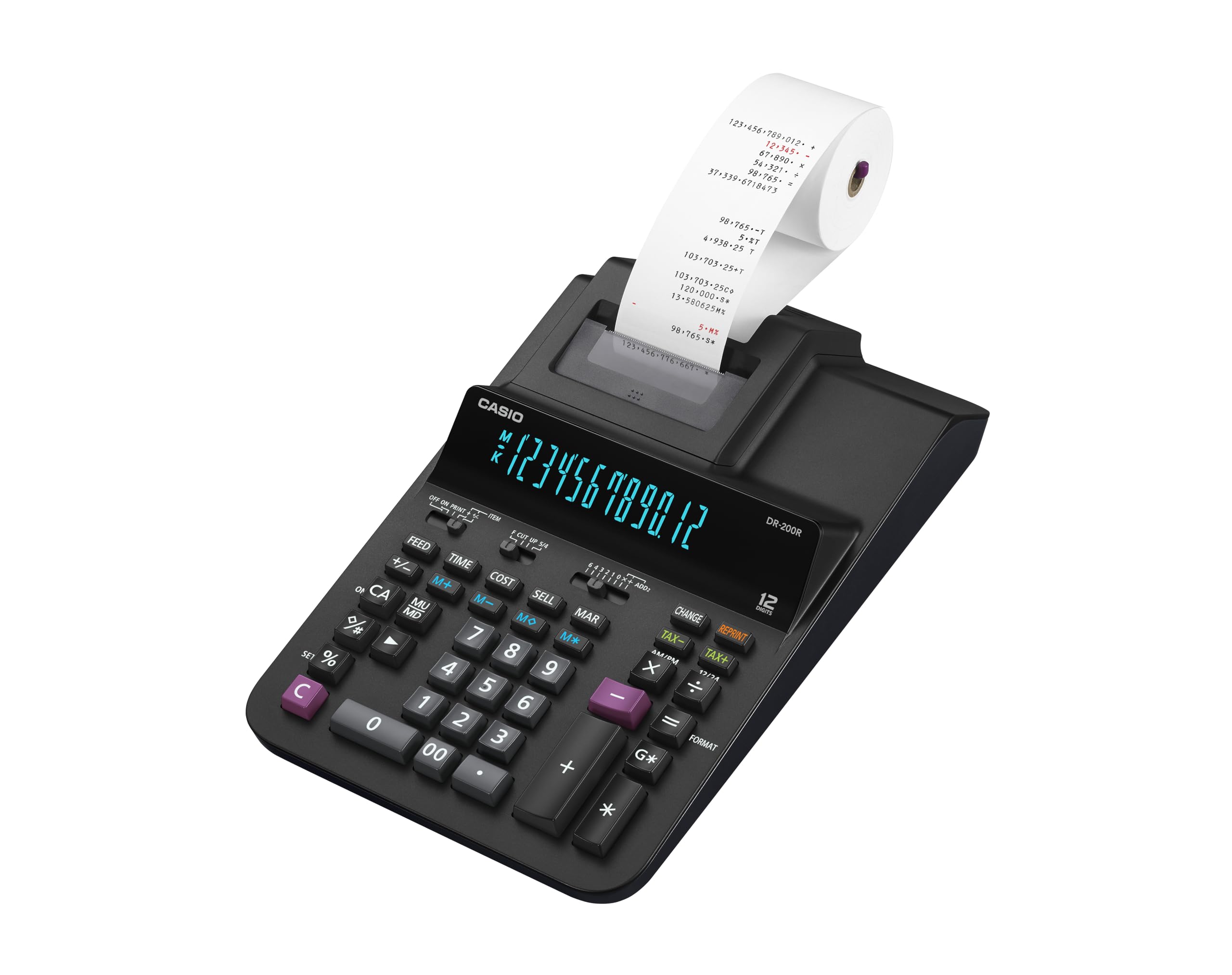 Amazon.com : Casio DR-200R-BK Printing Calculator with 2-Color