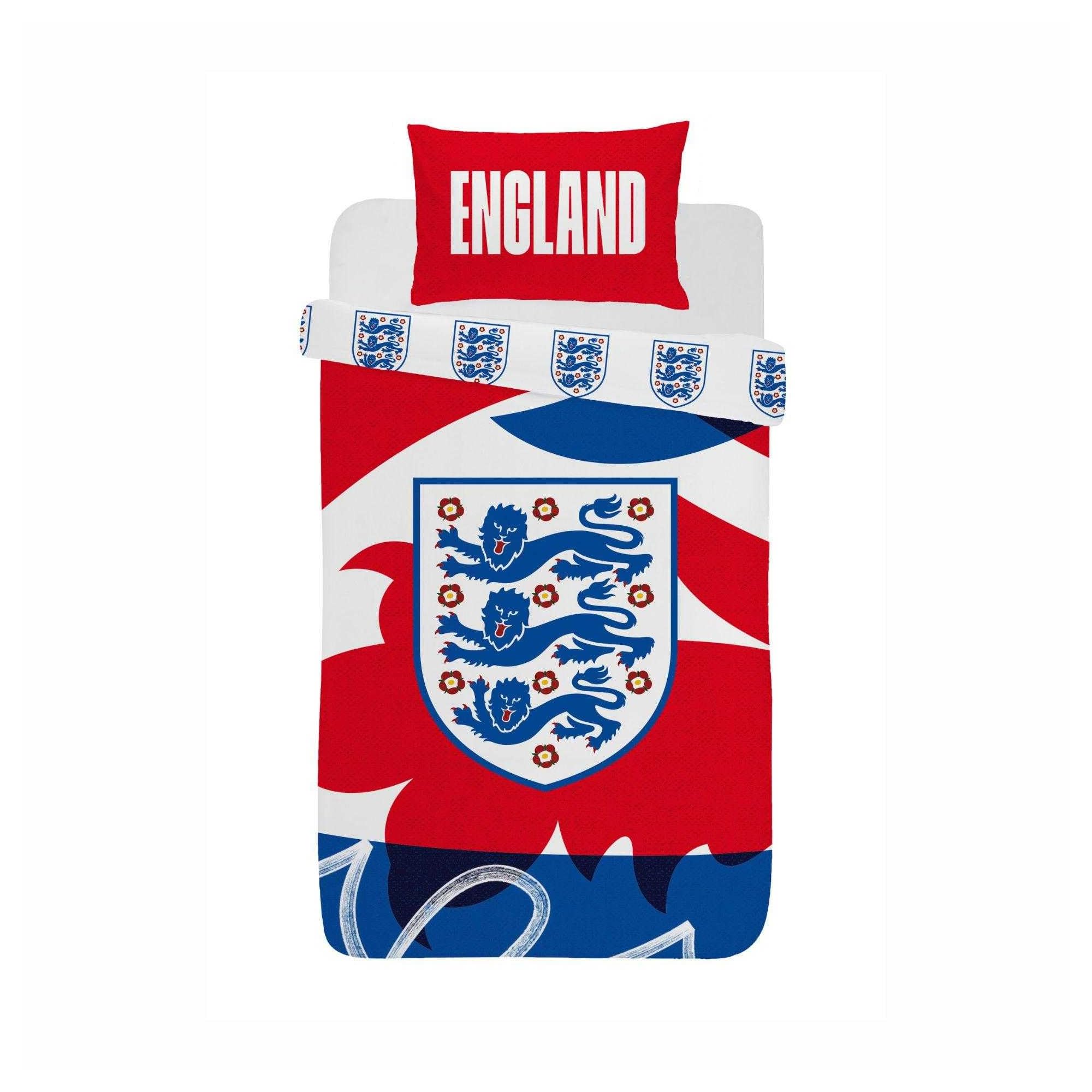 England Be Bold Reversible Single Duvet Cover Set, England Football Bedding with Pillowcase, 135 x 200 cm Duvet Cover & 50 x 75 cm Pillowcase, Officially Licensed Merchandise