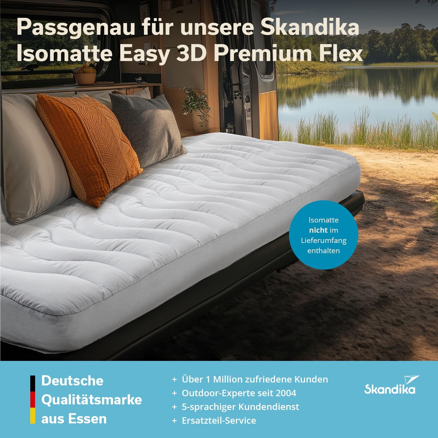 Skandika Pokrowiec na karimatę Easy 3D Premium Flex, nakładka na materac, 200 x 85 x 12 cm, wypełnienie poliestrowe, miękka, oddychająca, nadaje się do prania, z zamkiem błyskawicznym, nakładka na