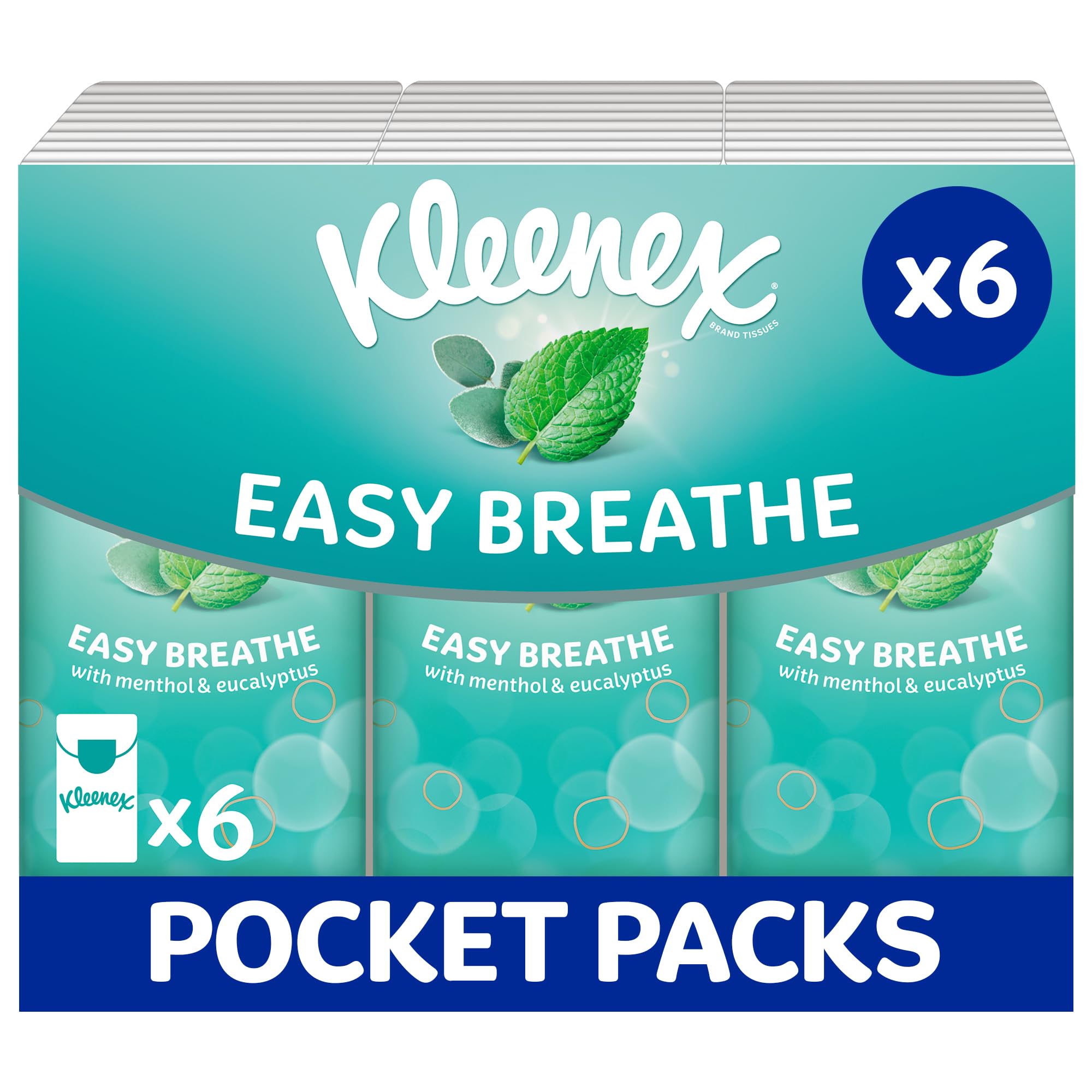 Easy Breathe Travel Pocket Tissues - Natural Menthol and Eucalyptus - 6 Pocket Packs