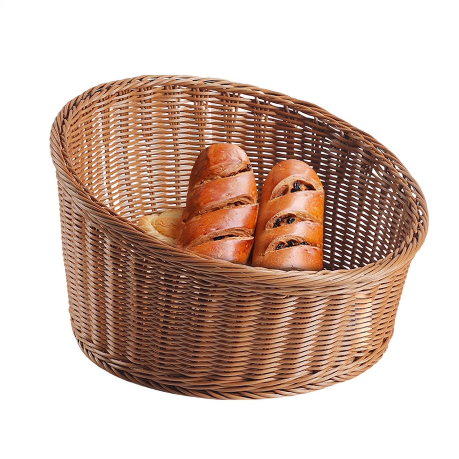 Cestas Para Servir Pan Rattán Sintético Inclinado | cesto de pan y bol de almacenaje mesa mostrador verduras y pasteles restaurante picnic panadería