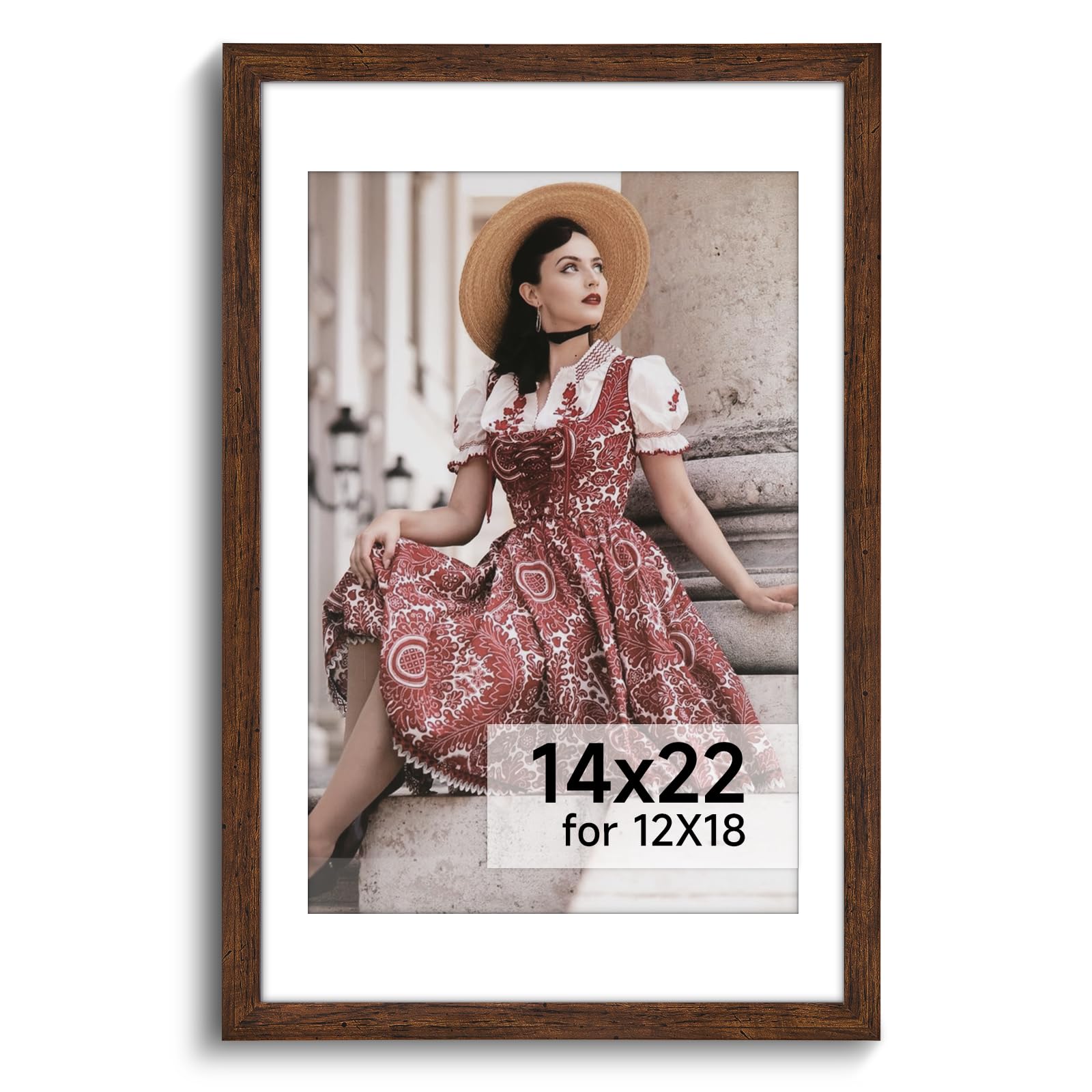 Cadre pour affiche en bois rustique HLiWEGNS 35,6x55,9 cm de haute qualité