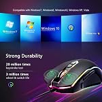 RisoPhy RGB Mouse de jeu filaire, PC Gaming Mice avec 8 Boutons programmables,Chroma RGB Rétroéclairé, 7200 DPI Ajustable, confortable Grip Ergonomic Optical Computer Gaming Mice avec bouton Shutton, Noir