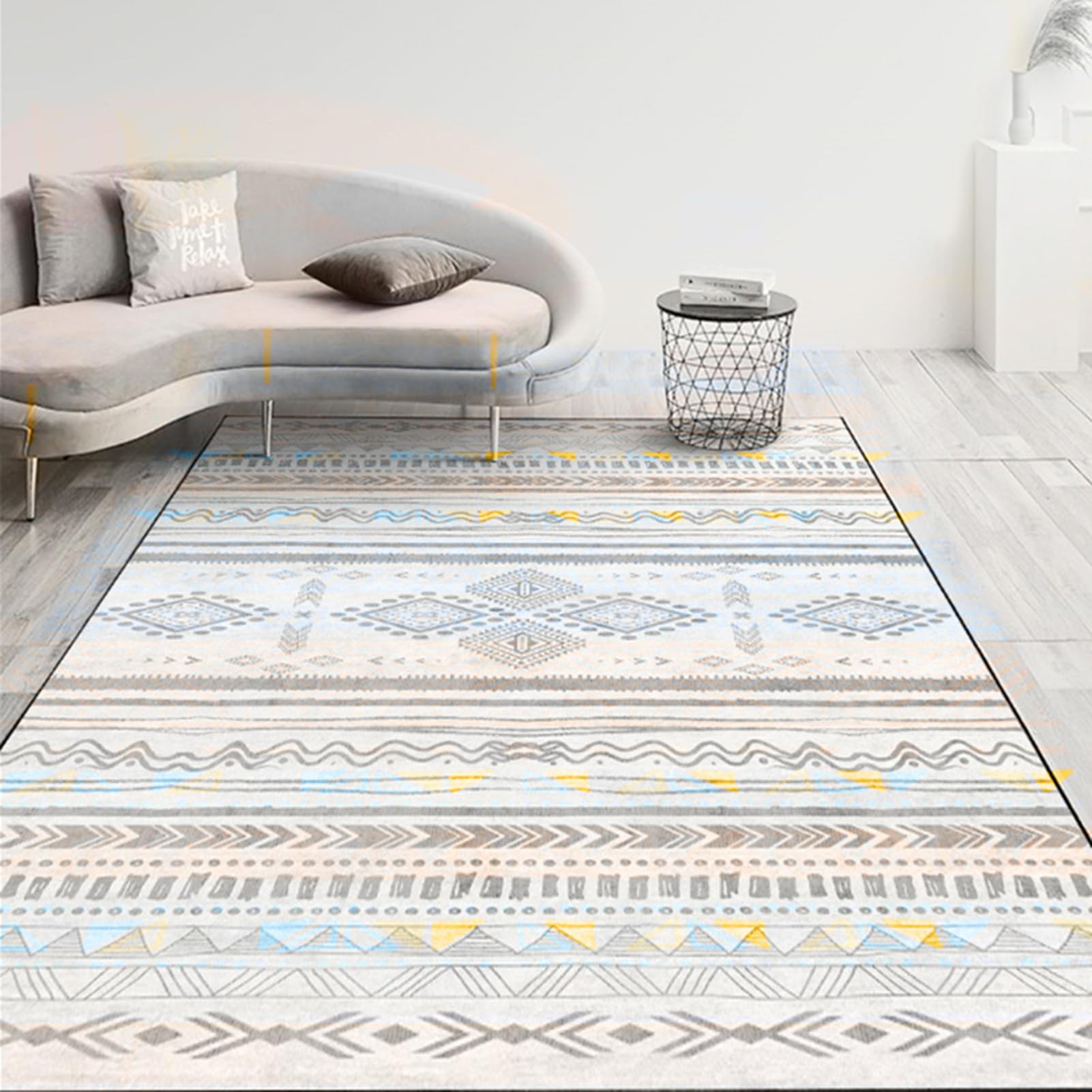 HGTRH Balcony Rugs Outdoor Apartment Waterproof, 4x6 Weather Resistant Outdoor Rugs for Patios, Outdoor Rug Geometric Pattern Non Slip Crystal Velvet Outdoor Carpet for Garden Deck Camping