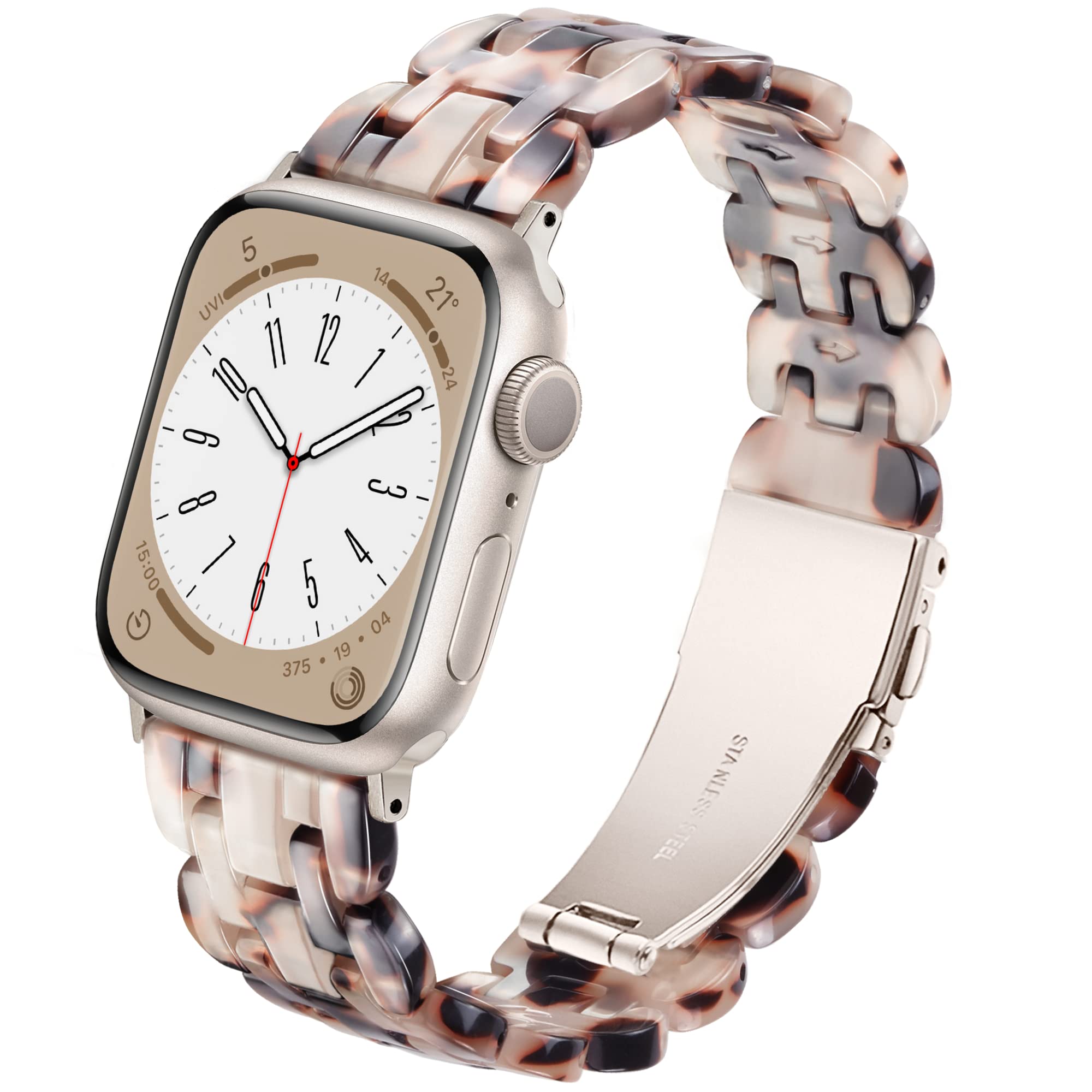 Lightweight Resin Band For Apple Watch Series 12 11 10 9 8 7 6 5 4 3 2 1 SE 3 2 Ultra 4 3 2, Fashion Adjustable Replacement Strap for iWatch Bands 38mm 40mm 41mm 42mm 44mm 45mm 46mm 49mm for Women Men