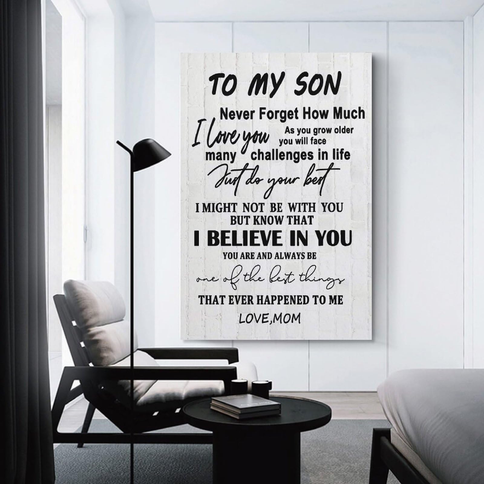 Junmoney To My Son Love Mom Home Decor Wall Art 24x36inch(60x90cm), for Office, Study Or Home Workspace, Home Office Artwork with Decorative Appeal