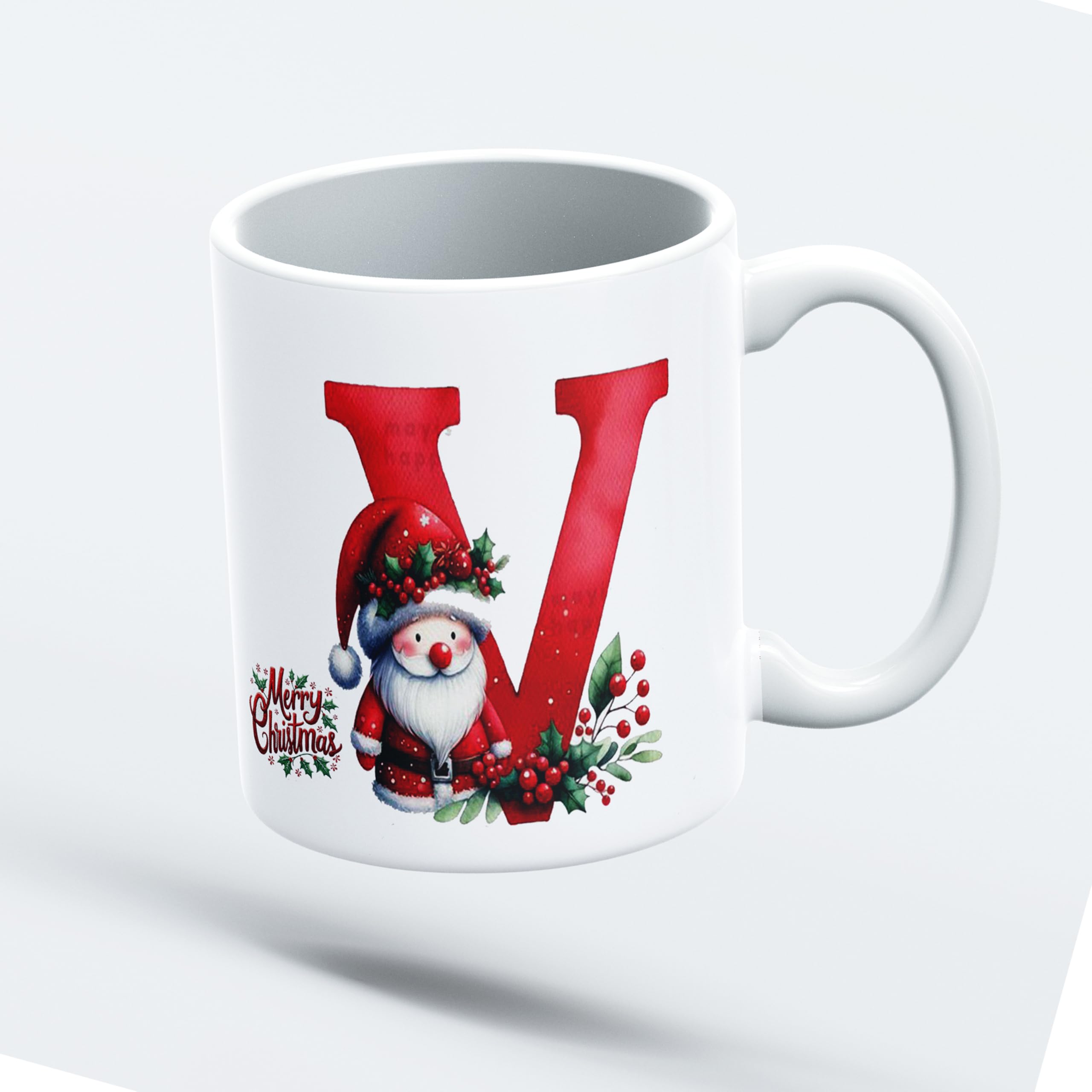 DEMITASSE STORE " Christmas Alphabet Word Printed Ceramic Mug, Christmas Xmas Coffee Mug Gift for Everyone..(330ML) (V)