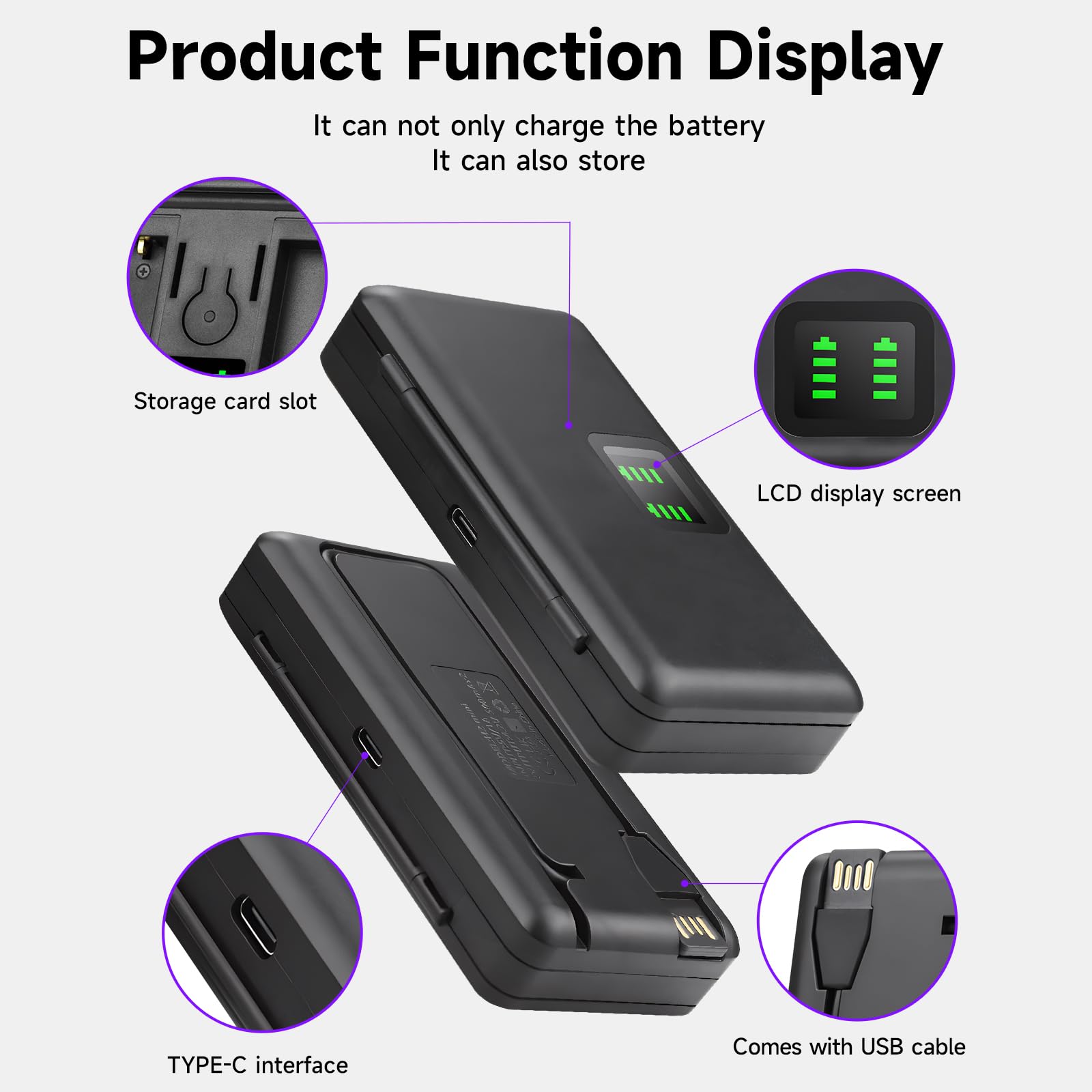 CITYORK 2250 mAh (Paquete de 3) Kit de Cargador de batería para dji Osmo 360/ dji Osmo Action 6 Pro/Action 5 Pro/Osmo 4 /Osmo 3 Sport Camera, y Ranuras de Doble Canal, con Pantalla LCD y Cable USB