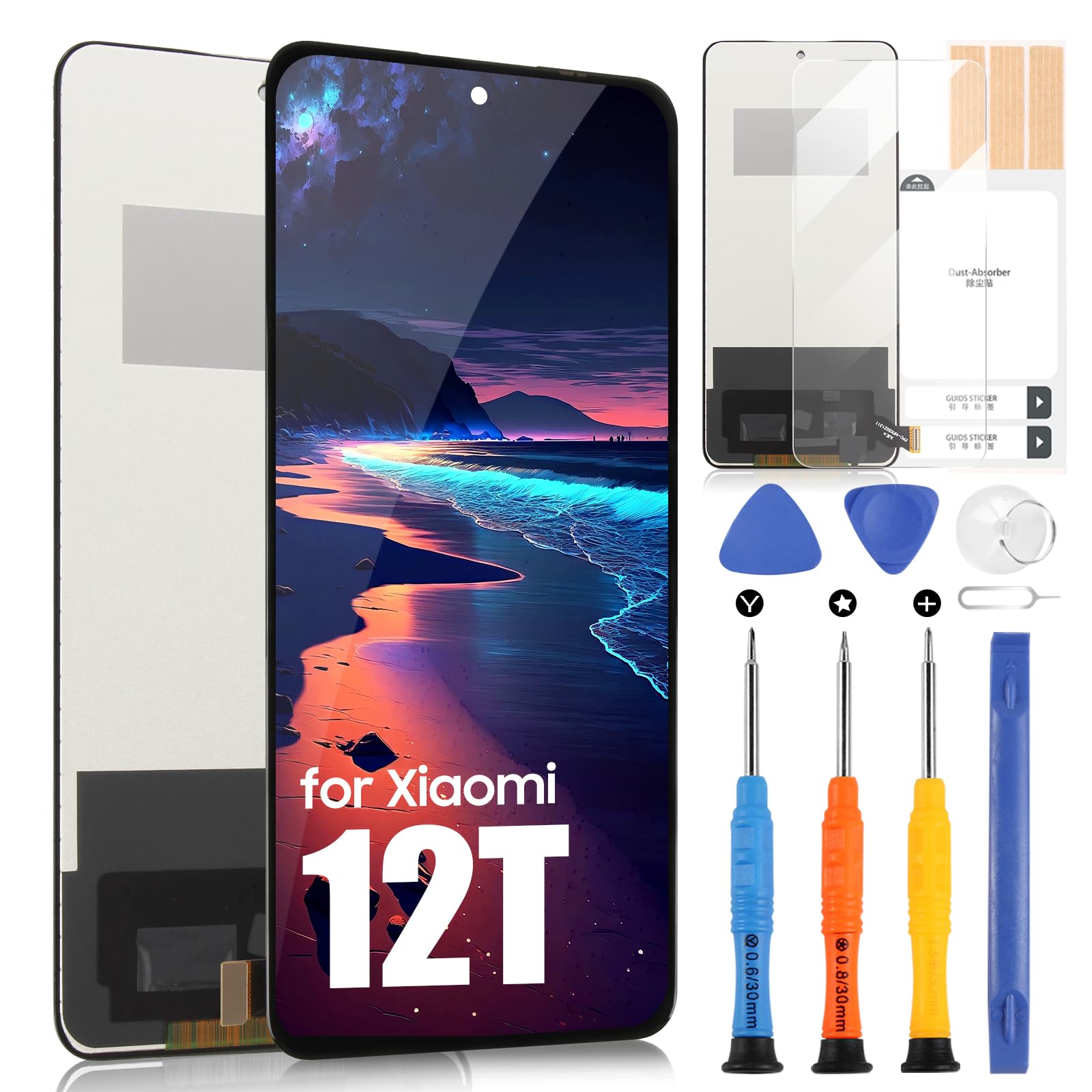 ARSSLY pour Xiaomi 12T/12T Pro 5G Écran LCD pour Xiaomi 12T 220712AG 12T Pro 5G 22081212UG 22081212G 6,67 Pouces LCD Display Touchscreen Digitizer Assemblée avec Réparation (Noir sans Cadre, Incell)