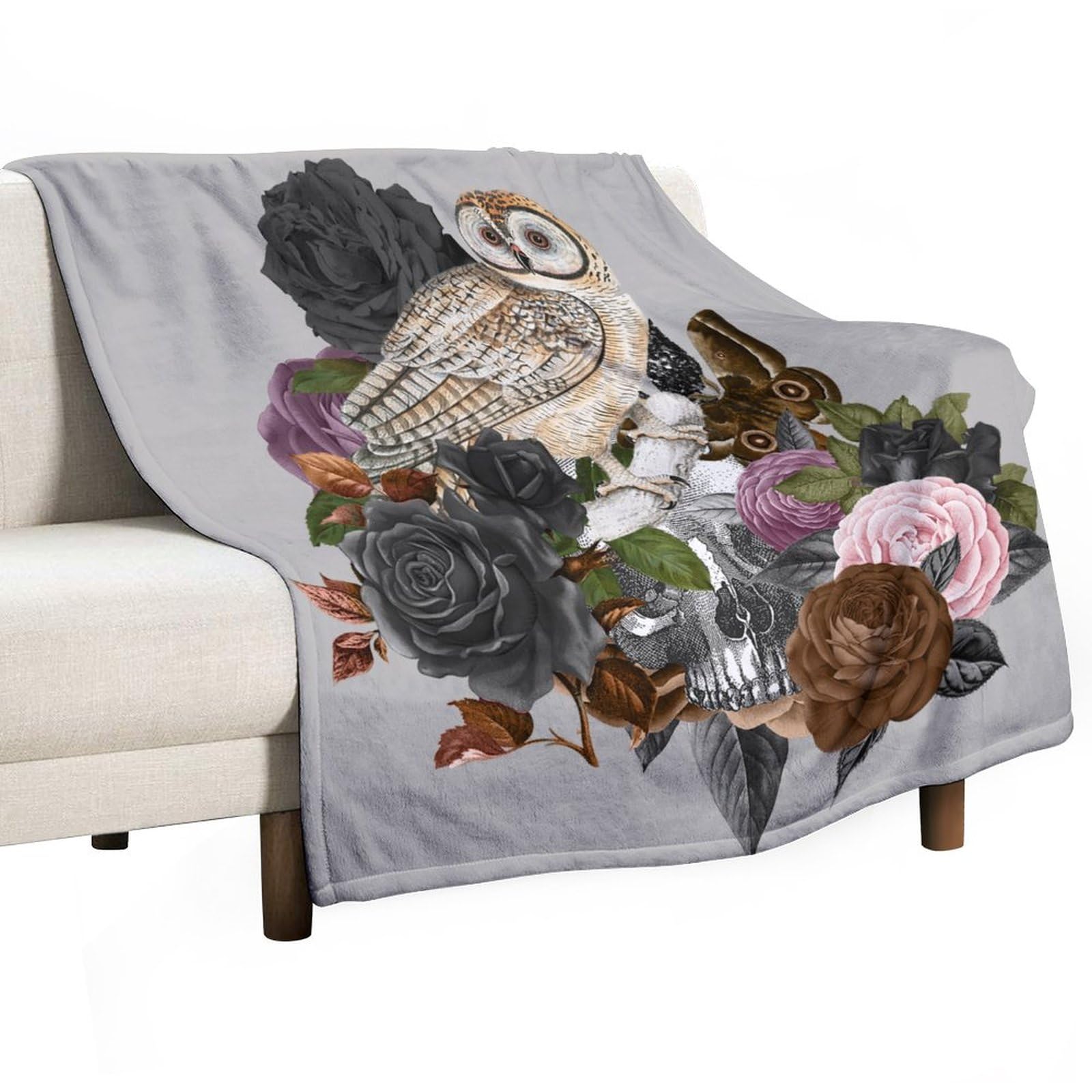 Couverture en peluche Halloween motif squelette fleur pour réchauffer vos soirées cinéma en famille