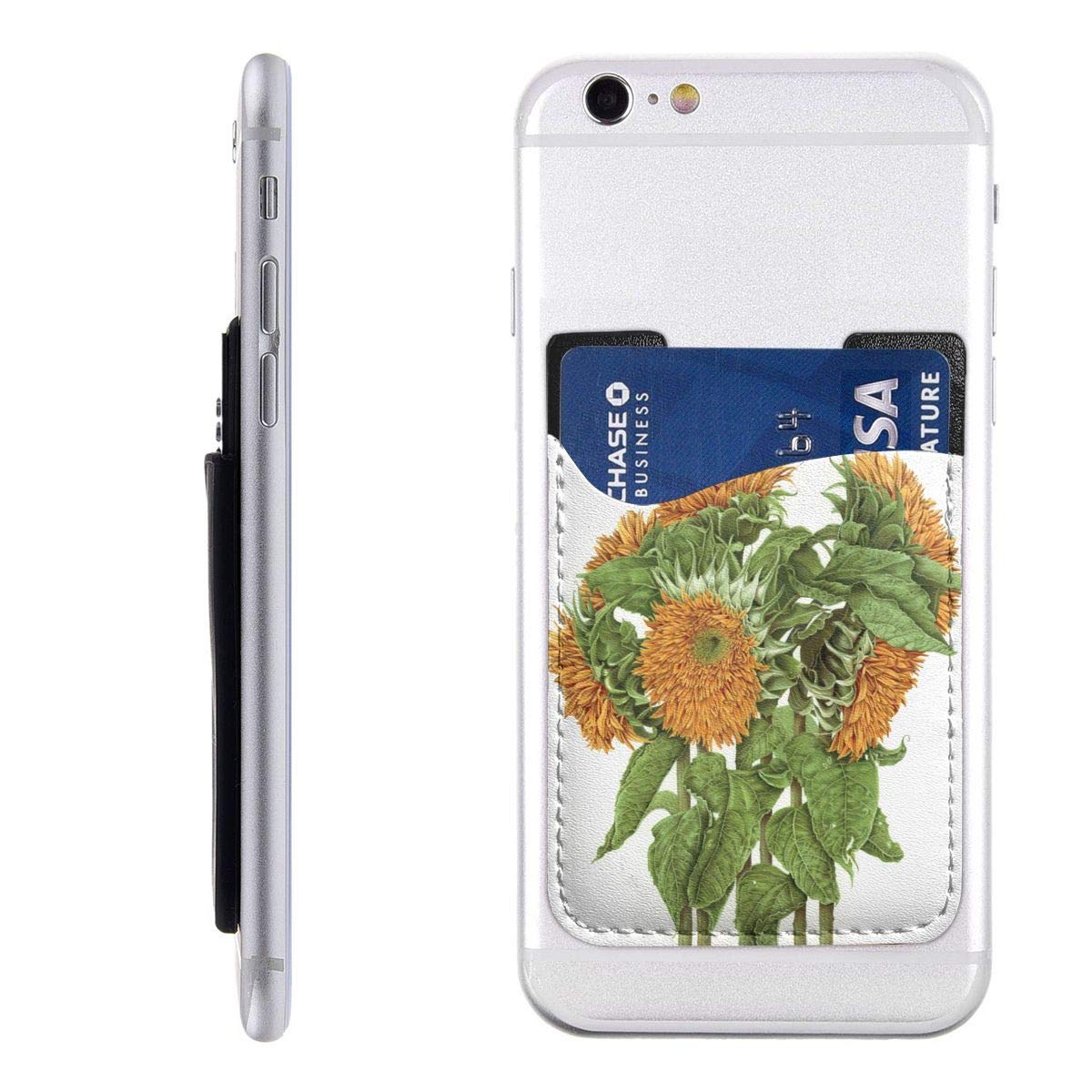 Sunflowers Pattern Design Phone Card Holder Stick On Credit Card Wallet PU Leather Wallet Pocket for iPhone, Android and All Smartphones