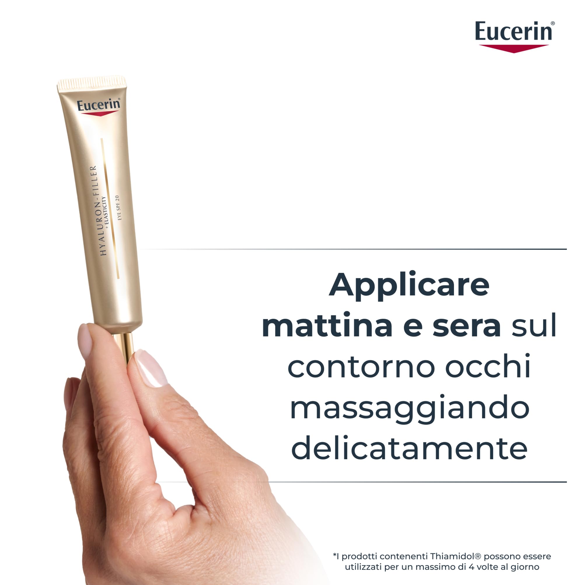 Eucerin Hyaluron-Filler + Elasticity Contorno Occhi SPF 20 15ml, Crema contorno occhi antirughe e crema occhiaie 2in1, Formula con Acido Ialuronico per tutti i tipi di pelle