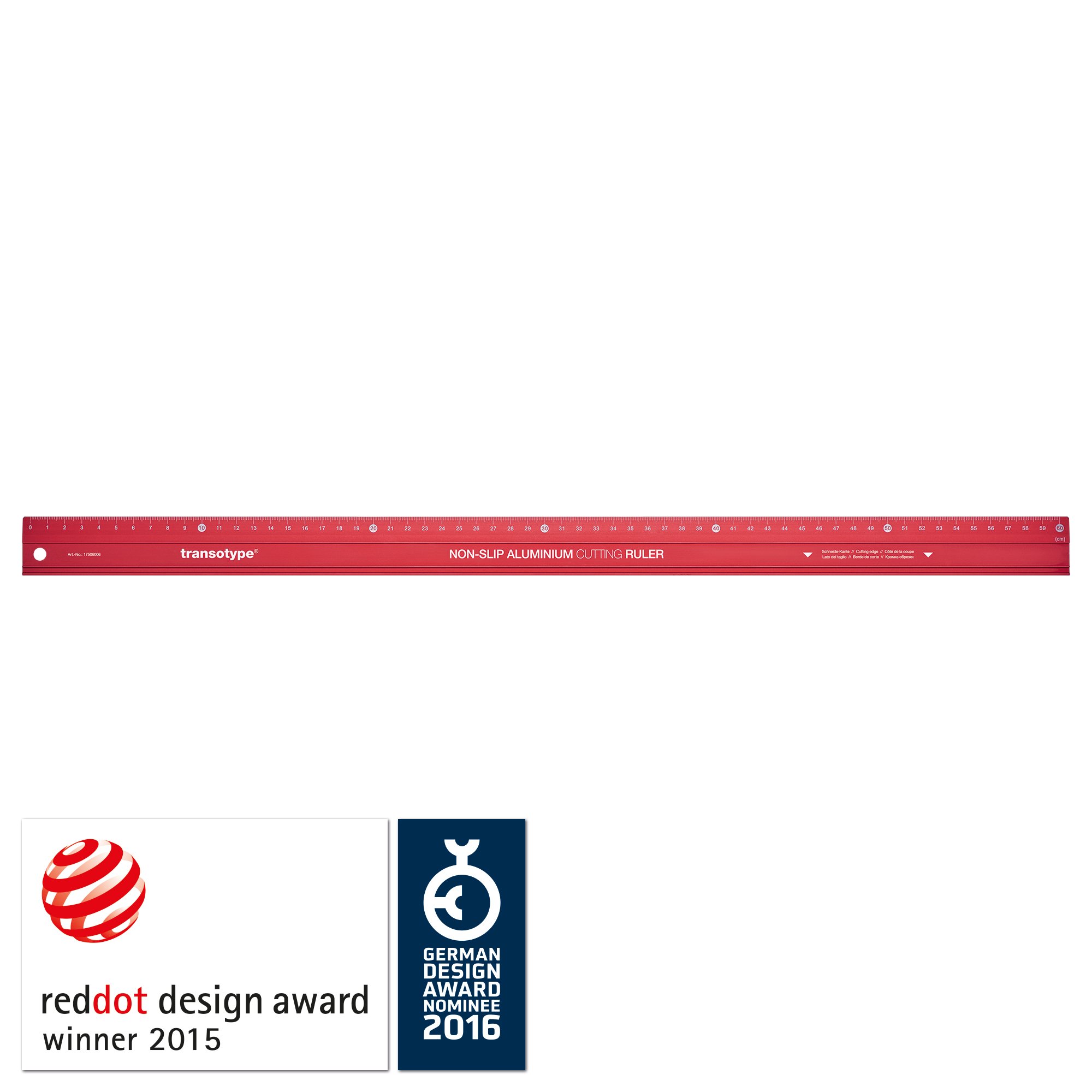 transotype 17503006, RIGHELLO ALLUMINIO ANTISCIVOLO RED 30CM