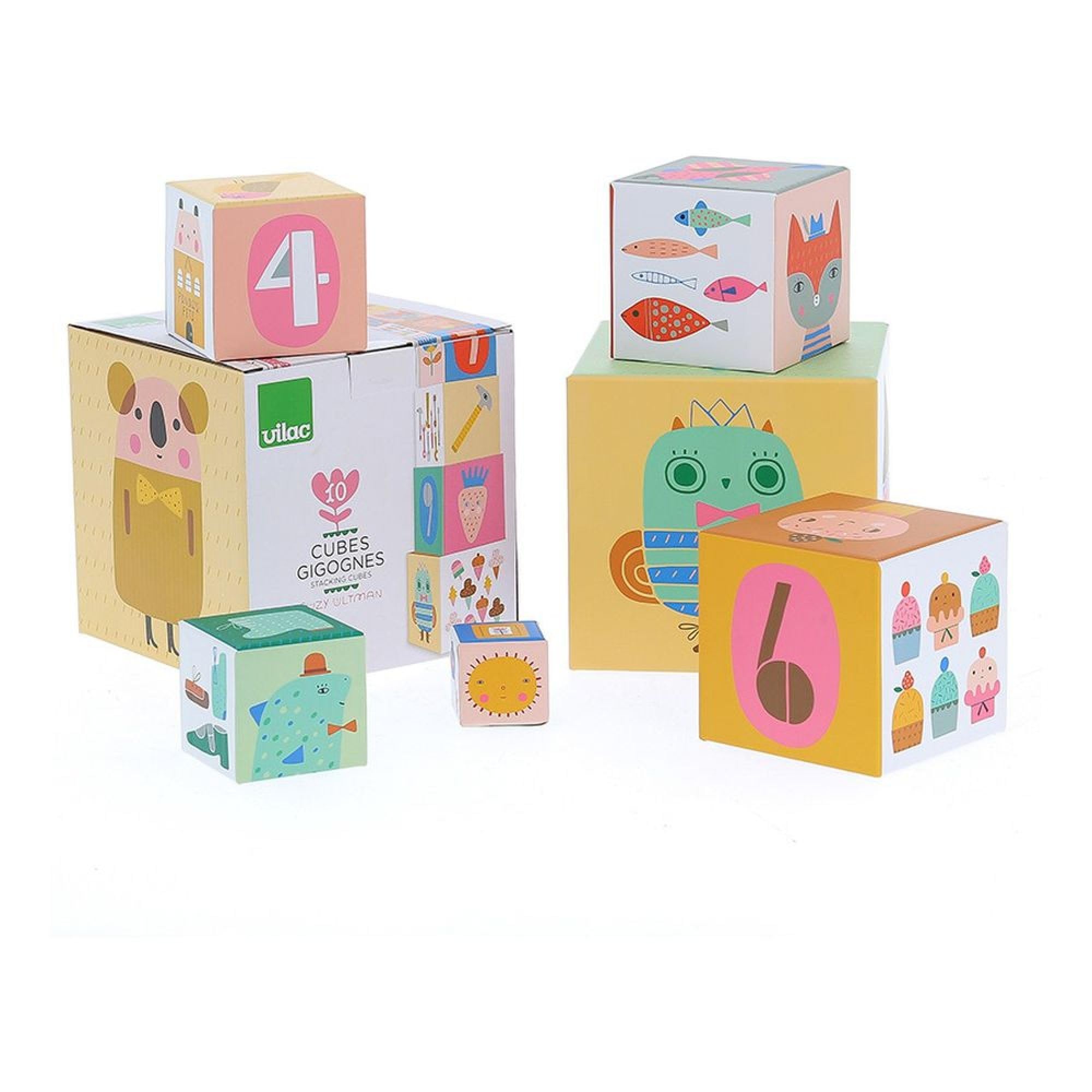 Vilac - Stacking Tower by Suzy Ultman, Montessori Toys, Educational Toddler Toys, Kid's Montessori, Motor Skills Development, Multi-Coloured
