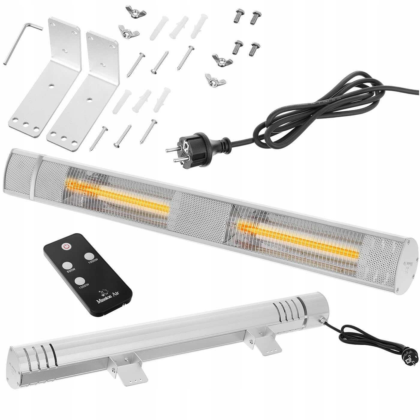 ROMA 3000 W Radiador de patio infrarrojo, 3 modos a elegir, potencia ajustable, control remoto incluido, dispositivo infrarrojo