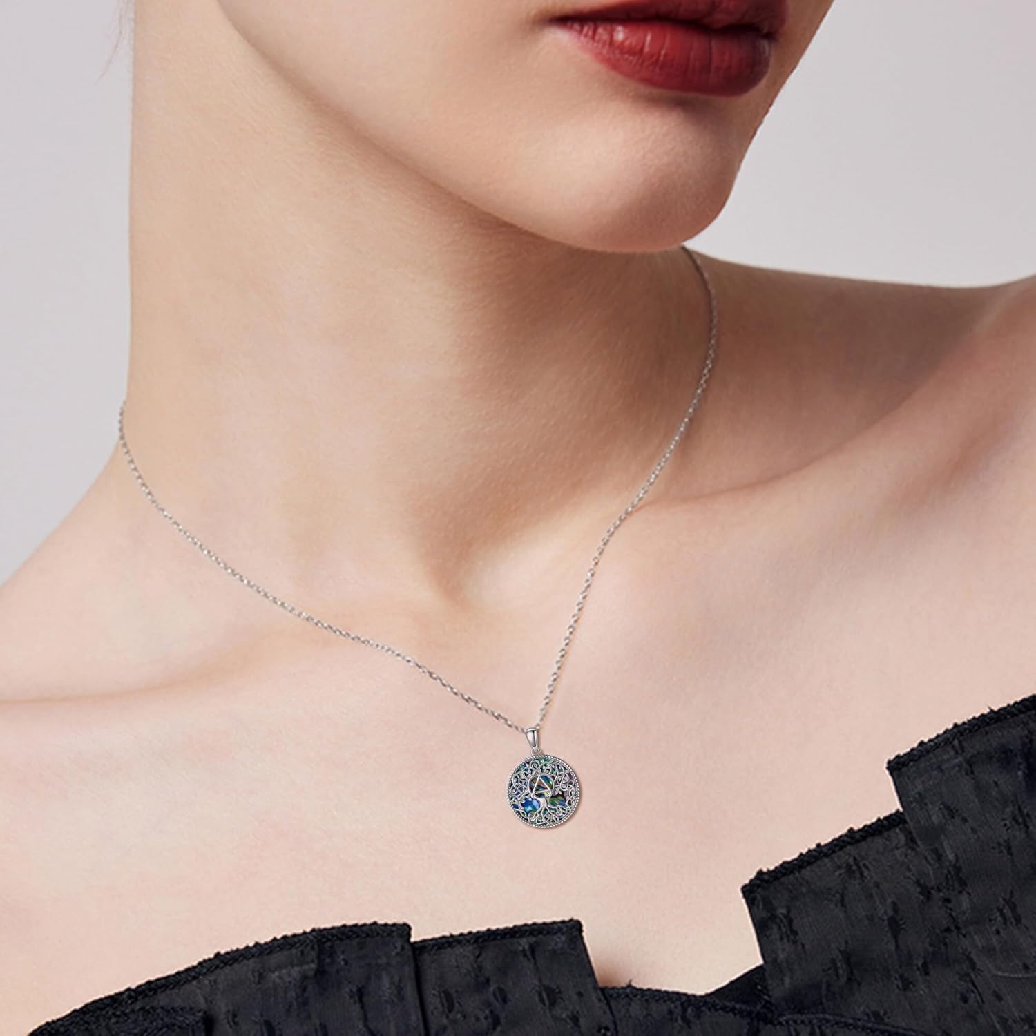 ONEFINITY AA Gift Necklace Sterling Silver Alcoholics Anonymous Recovery Symbol Necklace Tree of Life AA Sobriety Pendant Jewelry for Women Gift - Image 7