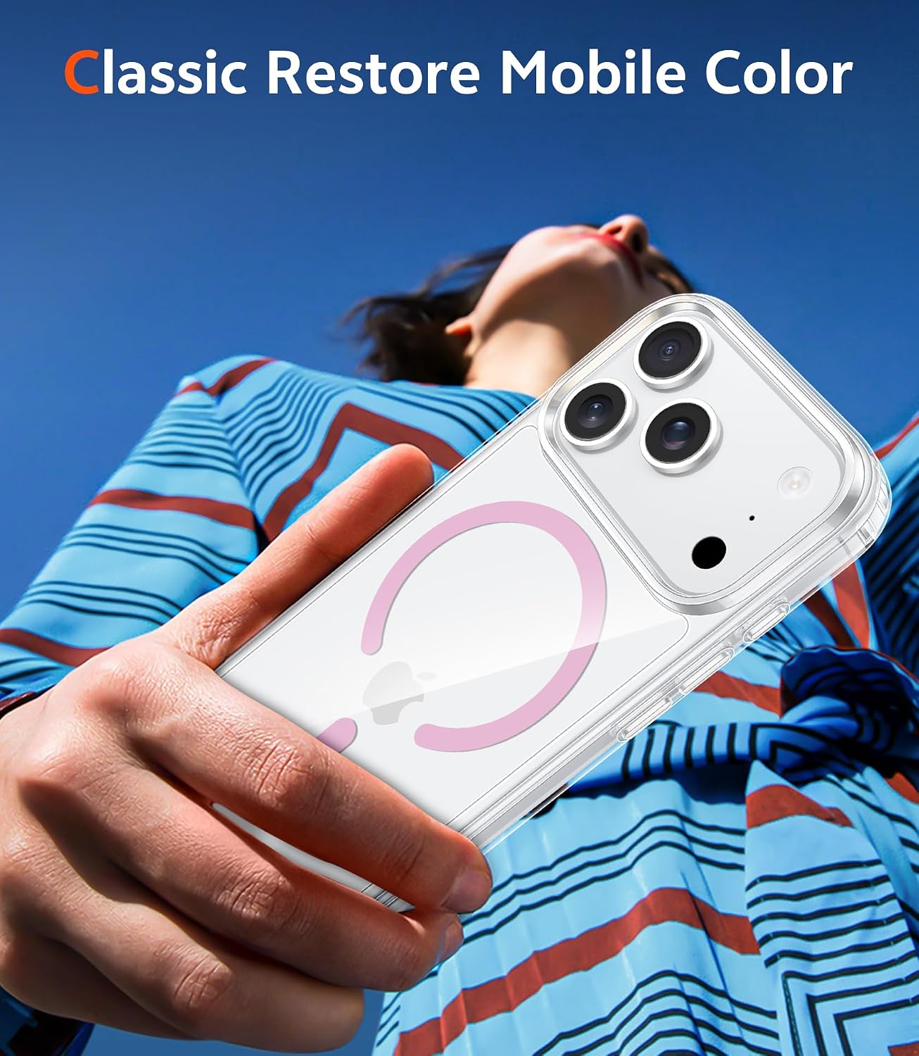 FNTCASE for iPhone 17 Pro Case: Clear Magnetic Phone Cases Compatible with Magsafe Slim Anti Yellowing Military Grade Drop Protection Rugged Protective Transparent Cell Phone Cover (C-A Pink)
