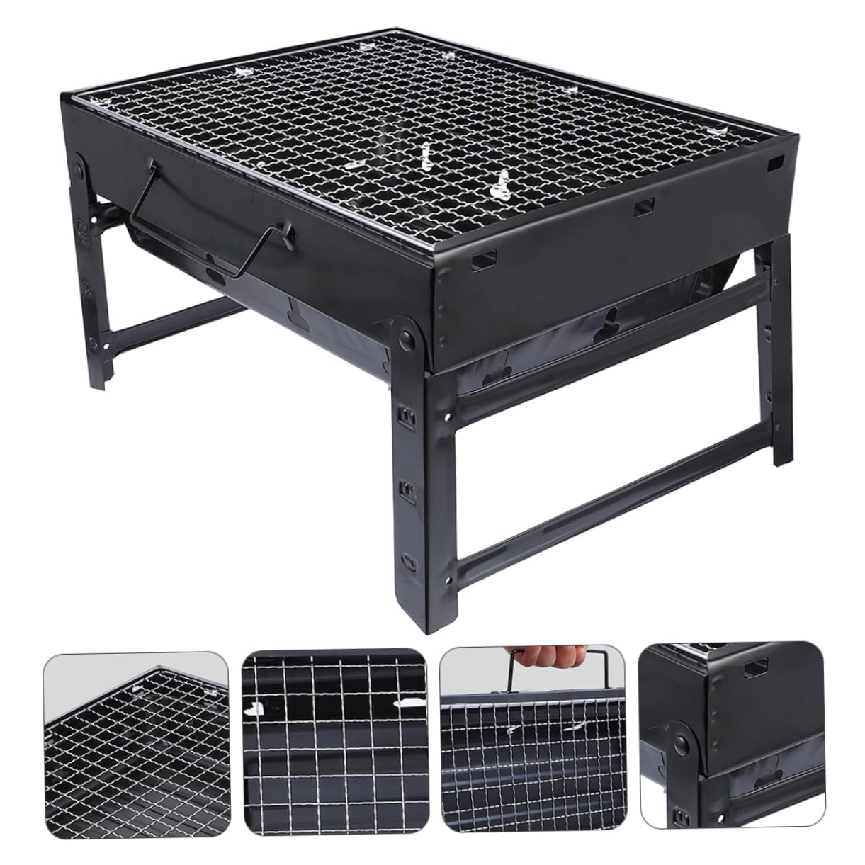 1 Szt. Przenośny Grill Ogrodowy Mini Grill Na Węgiel Drzewny Grill Kempingowy Stalowy Materiał Zapewniający Długotrwałe Użytkowanie