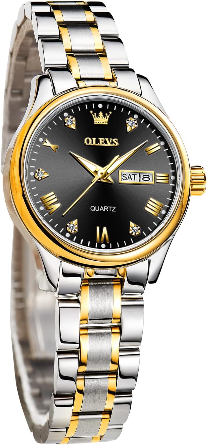 Watches for Women Dress Roman Numerals Diamonds Stainless Steel Waterproof Silver Designer Metal Date Expanding Bracelet Ladies Wrist Watch